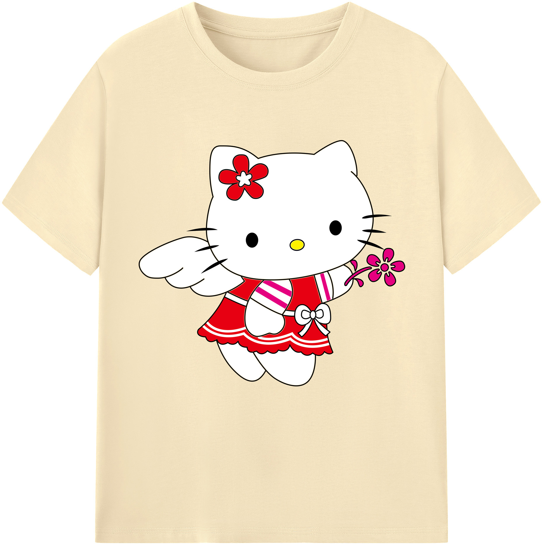 （画像用） Hello Kitty ハローキティ 綿100％半袖Tシャツ（フロントプリント）