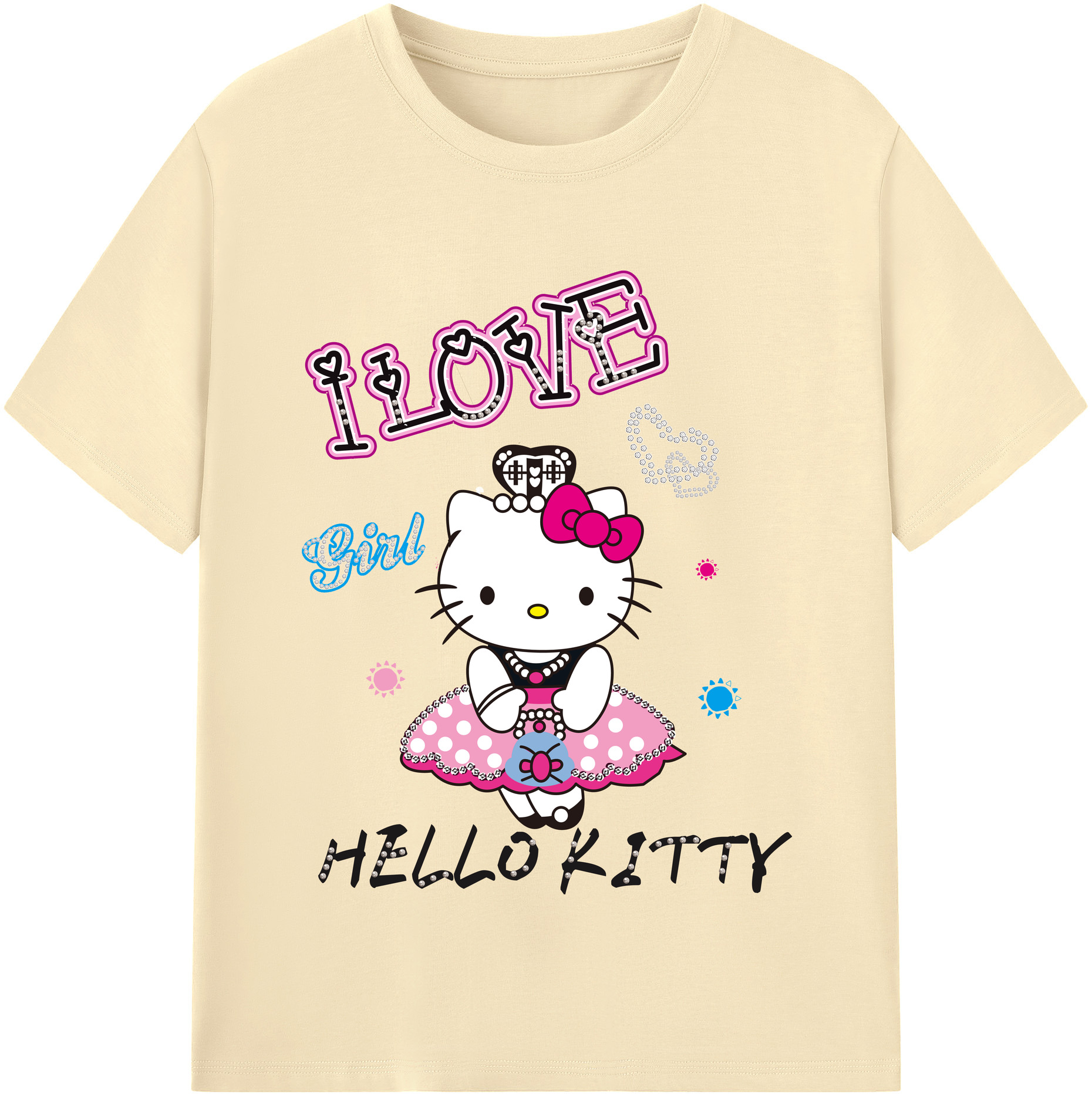 （画像用） Hello Kitty ハローキティ 綿100％半袖Tシャツ（フロントプリント）