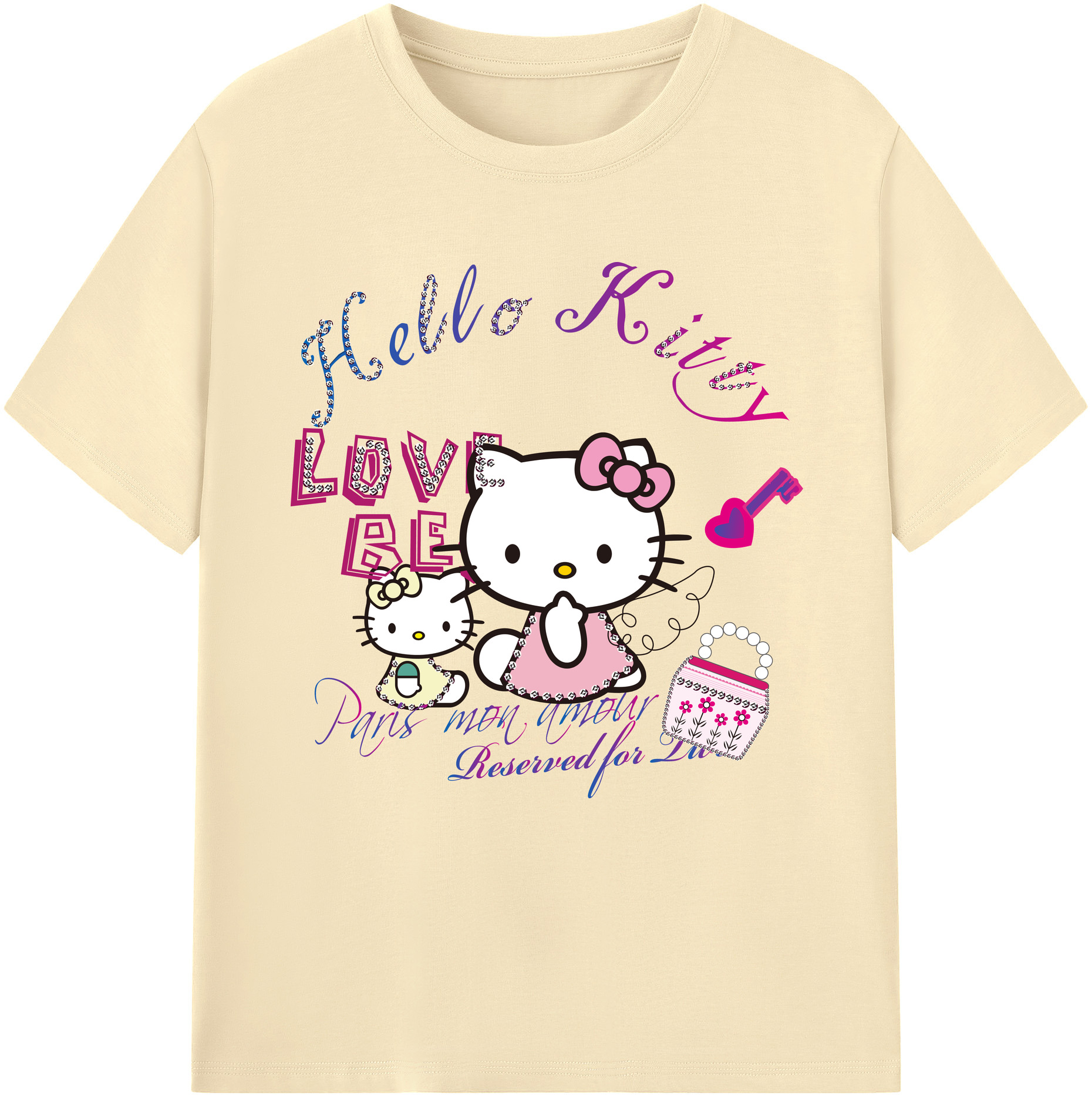 （画像用） Hello Kitty ハローキティ 綿100％半袖Tシャツ（フロントプリント）