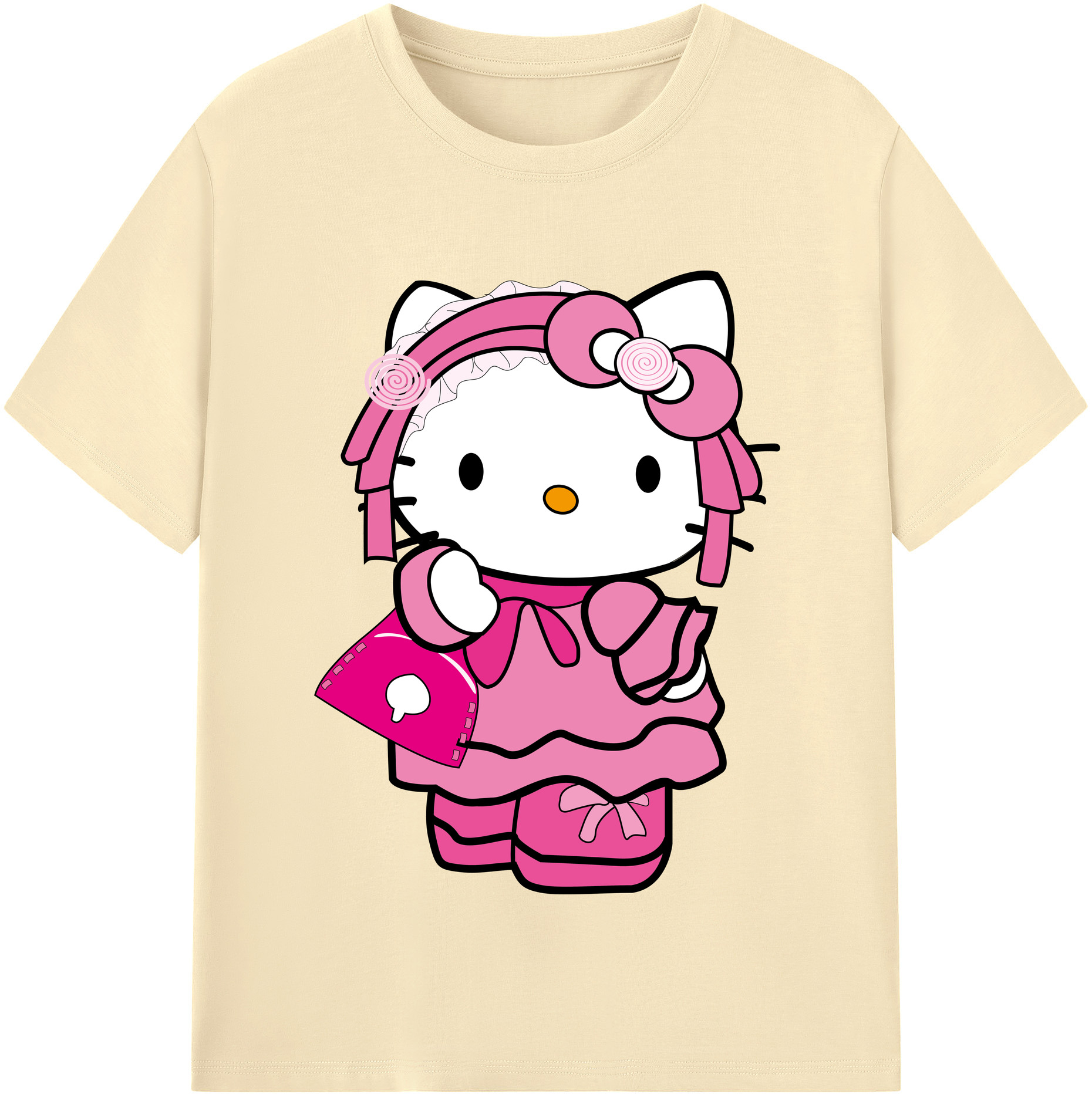 （画像用） Hello Kitty ハローキティ 綿100％半袖Tシャツ（フロントプリント）