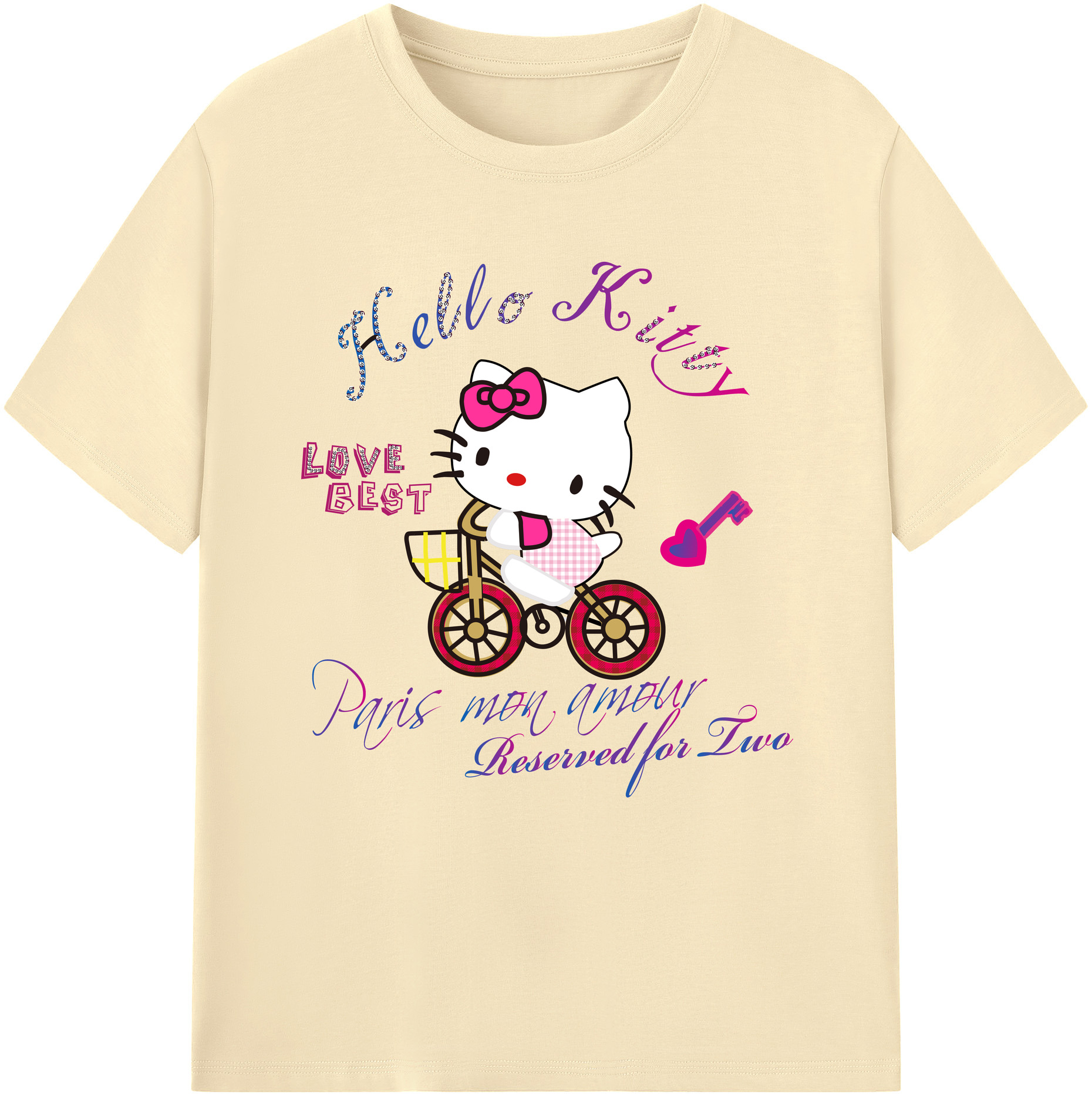 （画像用） Hello Kitty ハローキティ 綿100％半袖Tシャツ（フロントプリント）