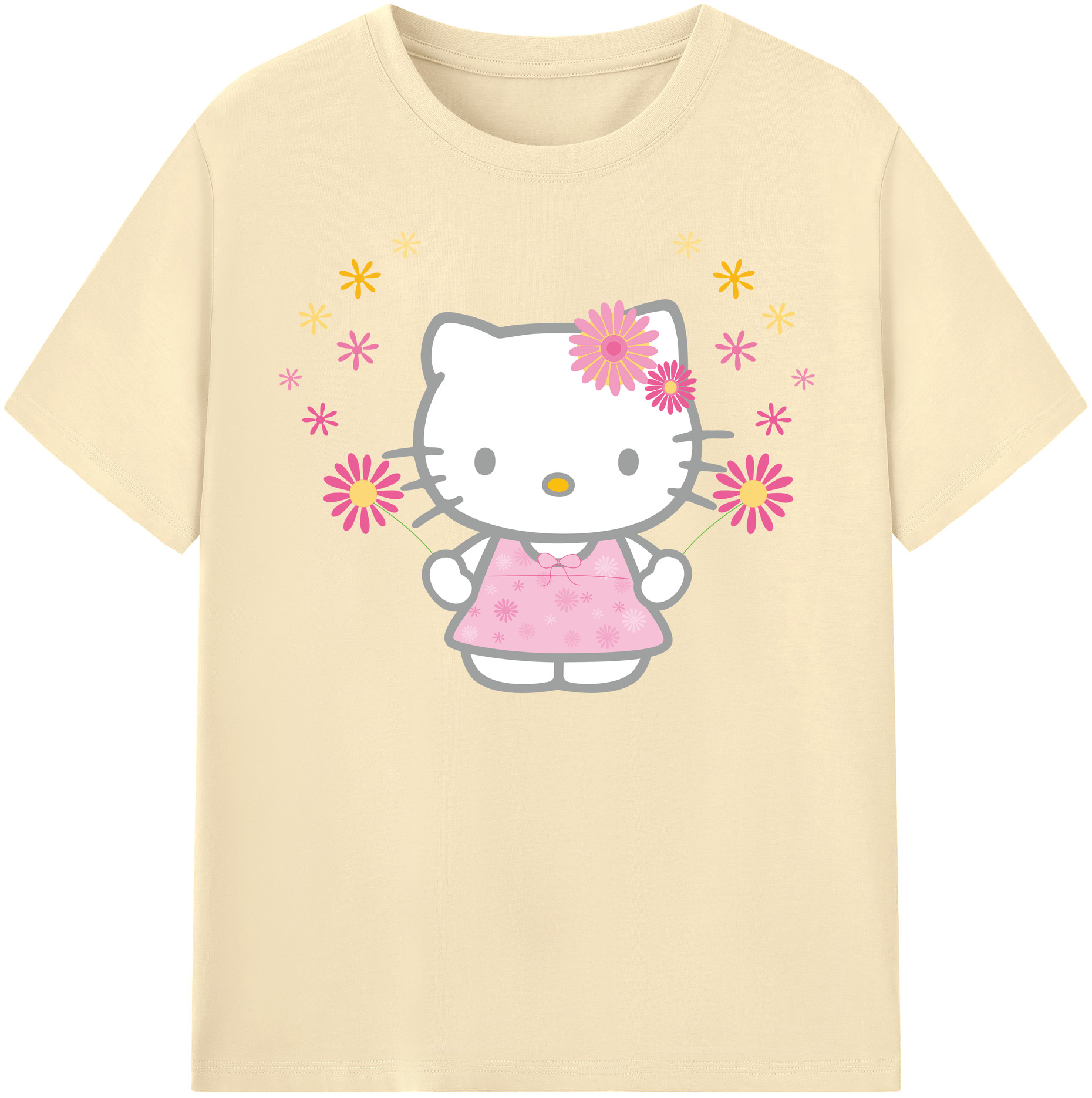 （画像用） Hello Kitty ハローキティ 綿100％半袖Tシャツ（フロントプリント）