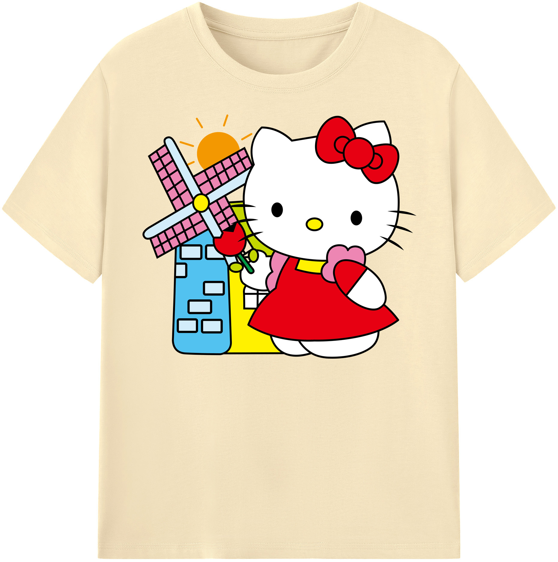 （画像用） Hello Kitty ハローキティ 綿100％半袖Tシャツ（フロントプリント）