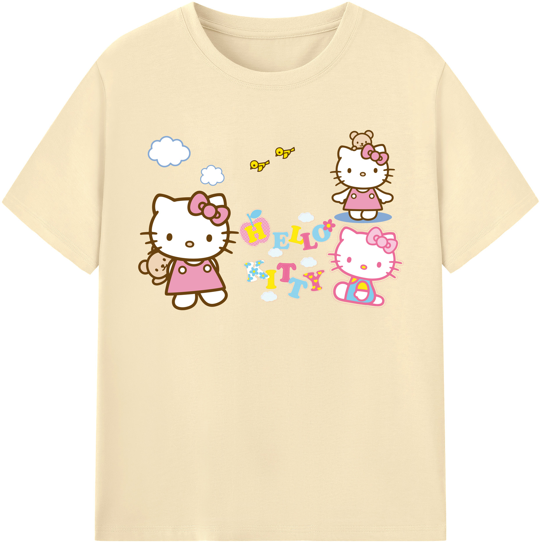 （画像用） Hello Kitty ハローキティ 綿100％半袖Tシャツ（フロントプリント）