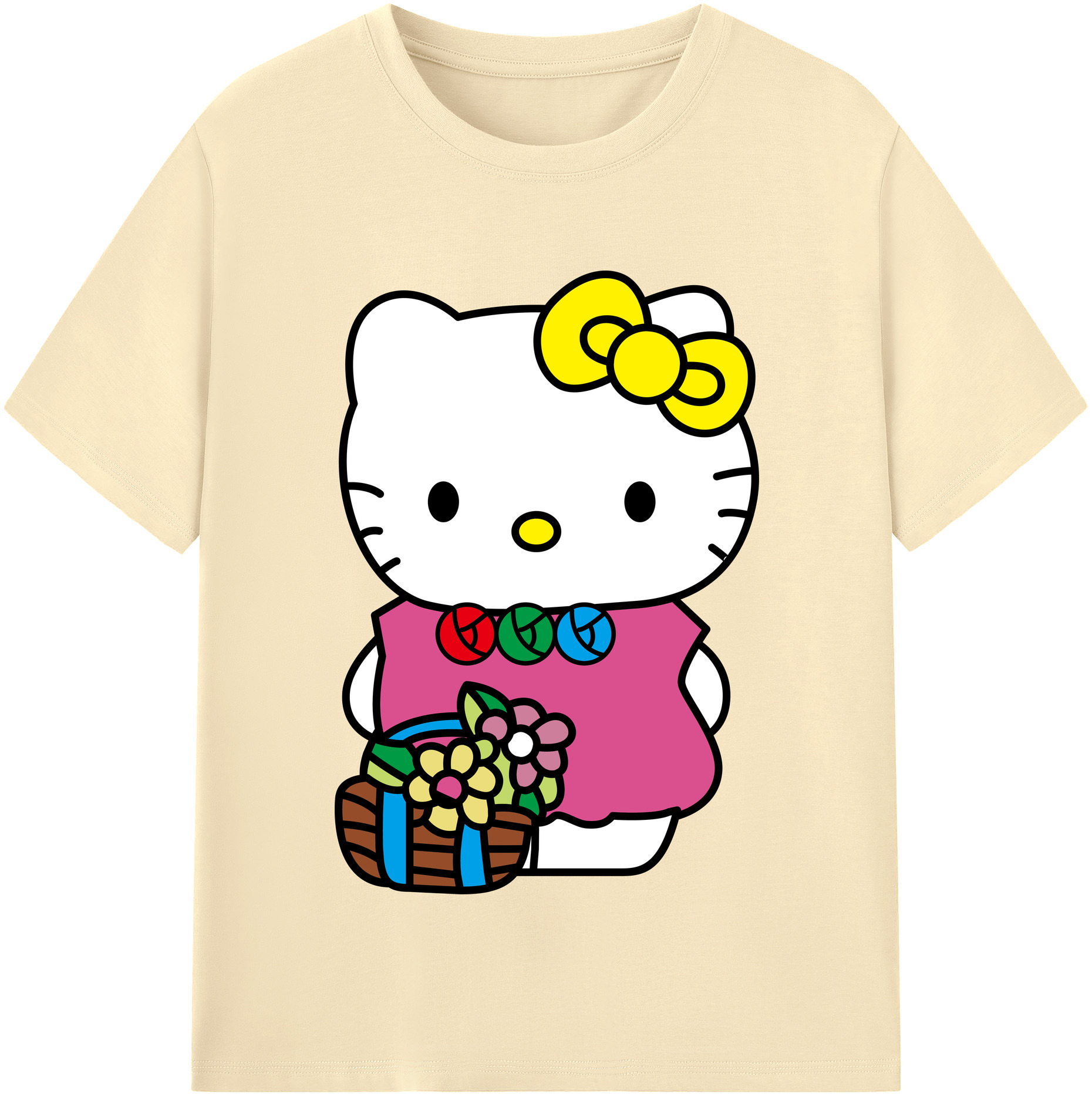 （画像用） Hello Kitty ハローキティ 綿100％半袖Tシャツ（フロントプリント）