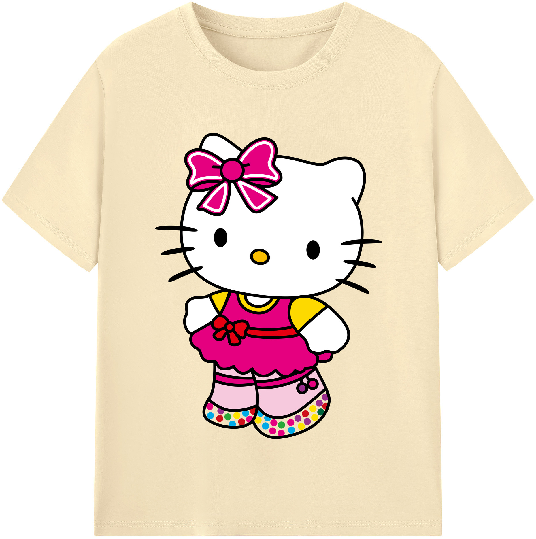 （画像用） Hello Kitty ハローキティ 綿100％半袖Tシャツ（フロントプリント）