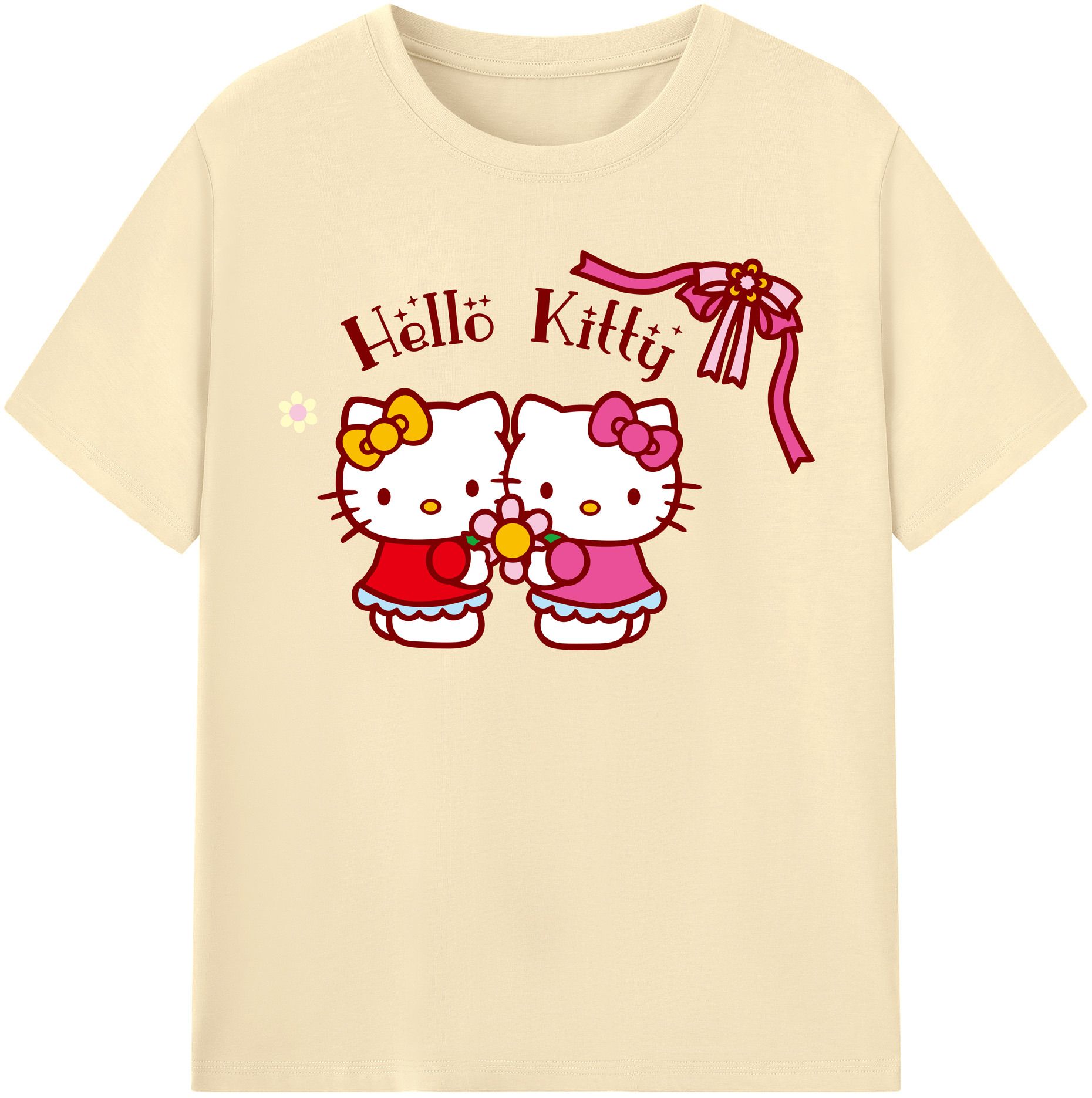 （画像用） Hello Kitty ハローキティ 綿100％半袖Tシャツ（フロントプリント）