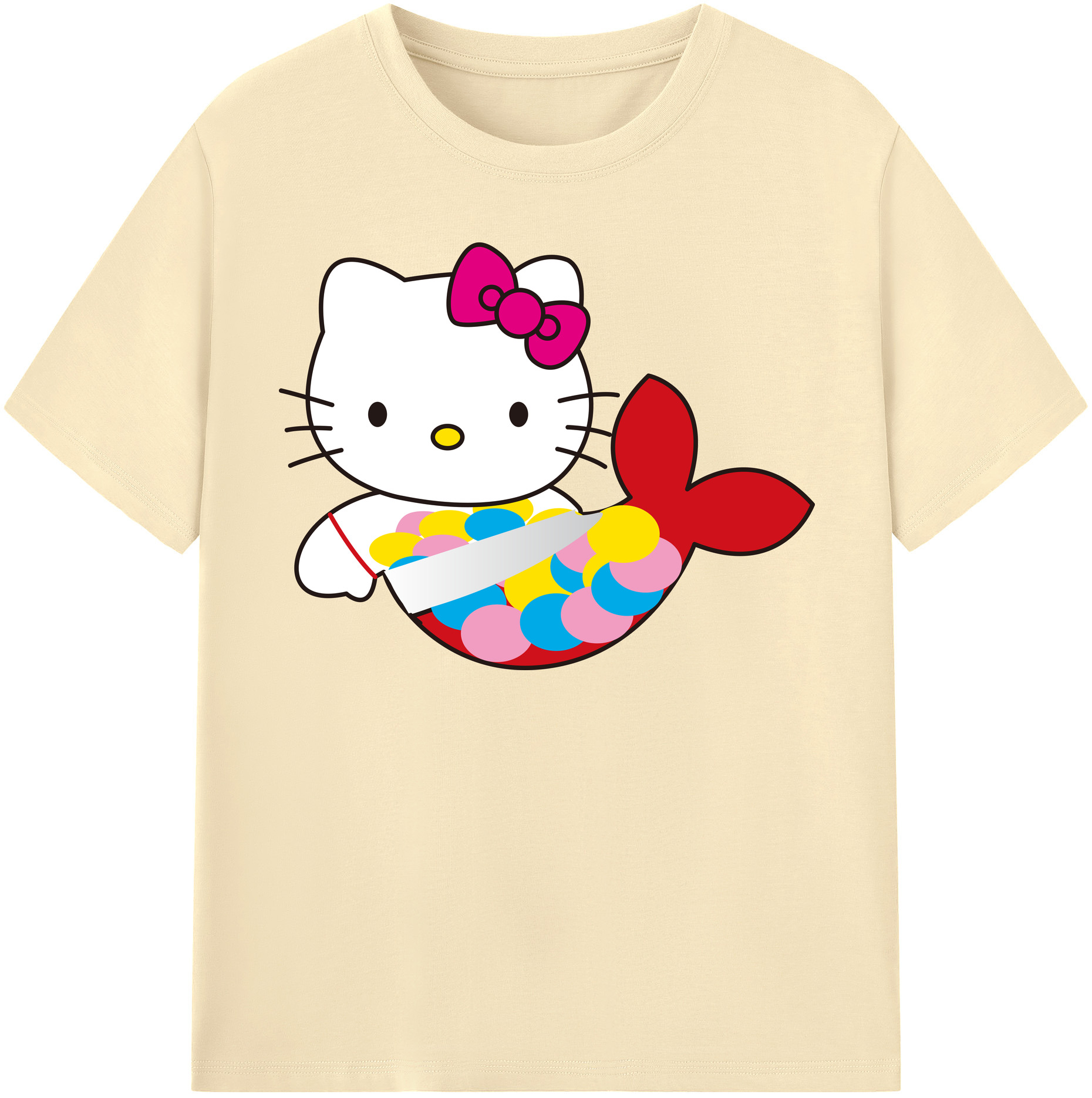 （画像用） Hello Kitty ハローキティ 綿100％半袖Tシャツ（フロントプリント）
