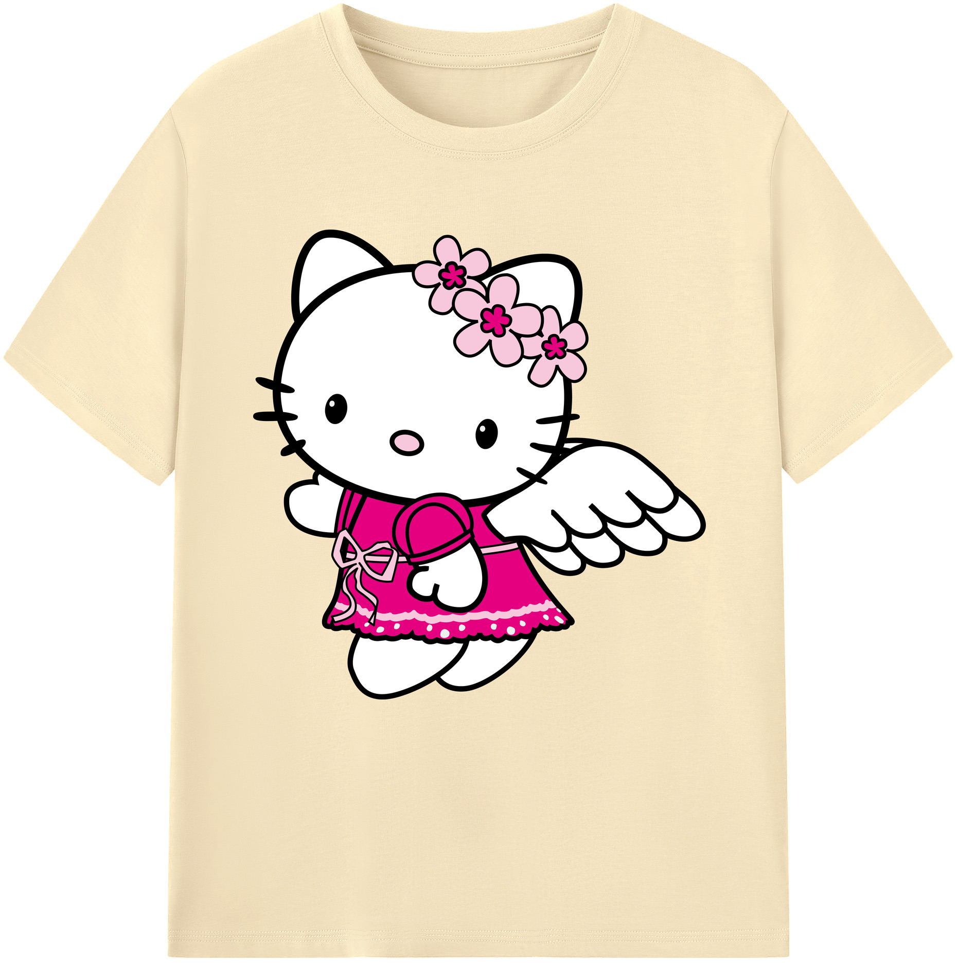 （画像用） Hello Kitty ハローキティ 綿100％半袖Tシャツ（フロントプリント）