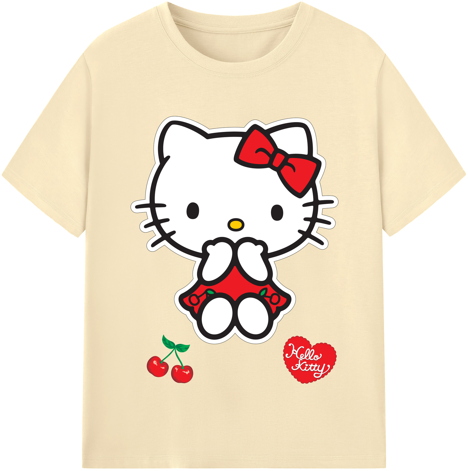 （画像用） Hello Kitty ハローキティ 綿100％半袖Tシャツ（フロントプリント）