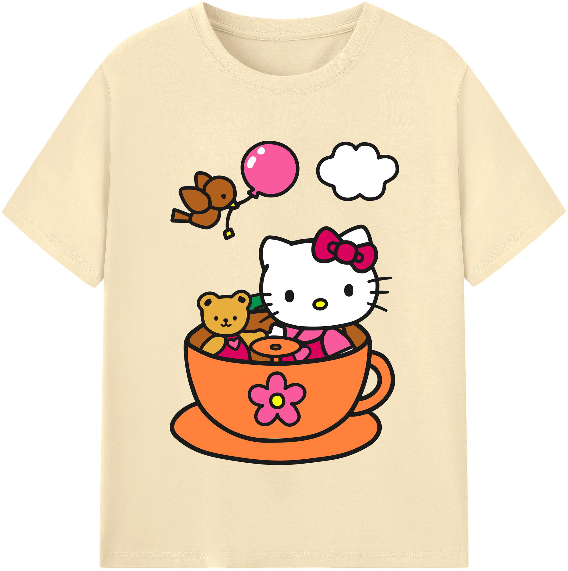 （画像用） Hello Kitty ハローキティ 綿100％半袖Tシャツ（フロントプリント）
