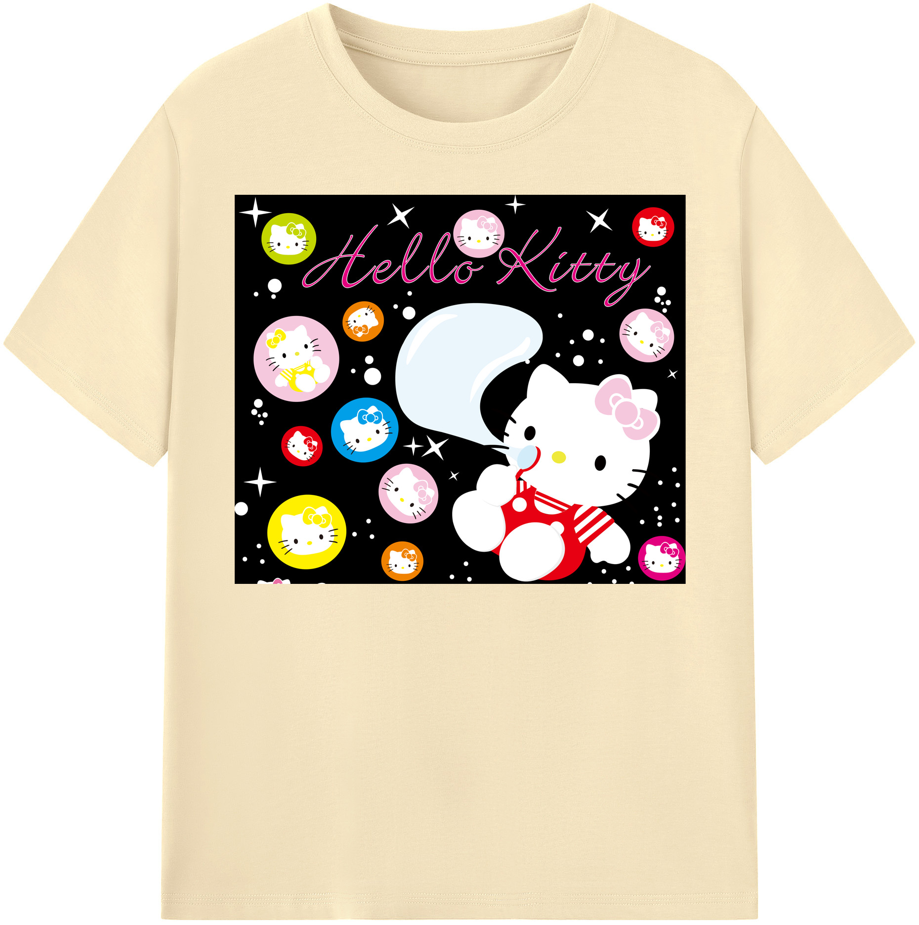 （画像用） Hello Kitty ハローキティ 綿100％半袖Tシャツ（フロントプリント）