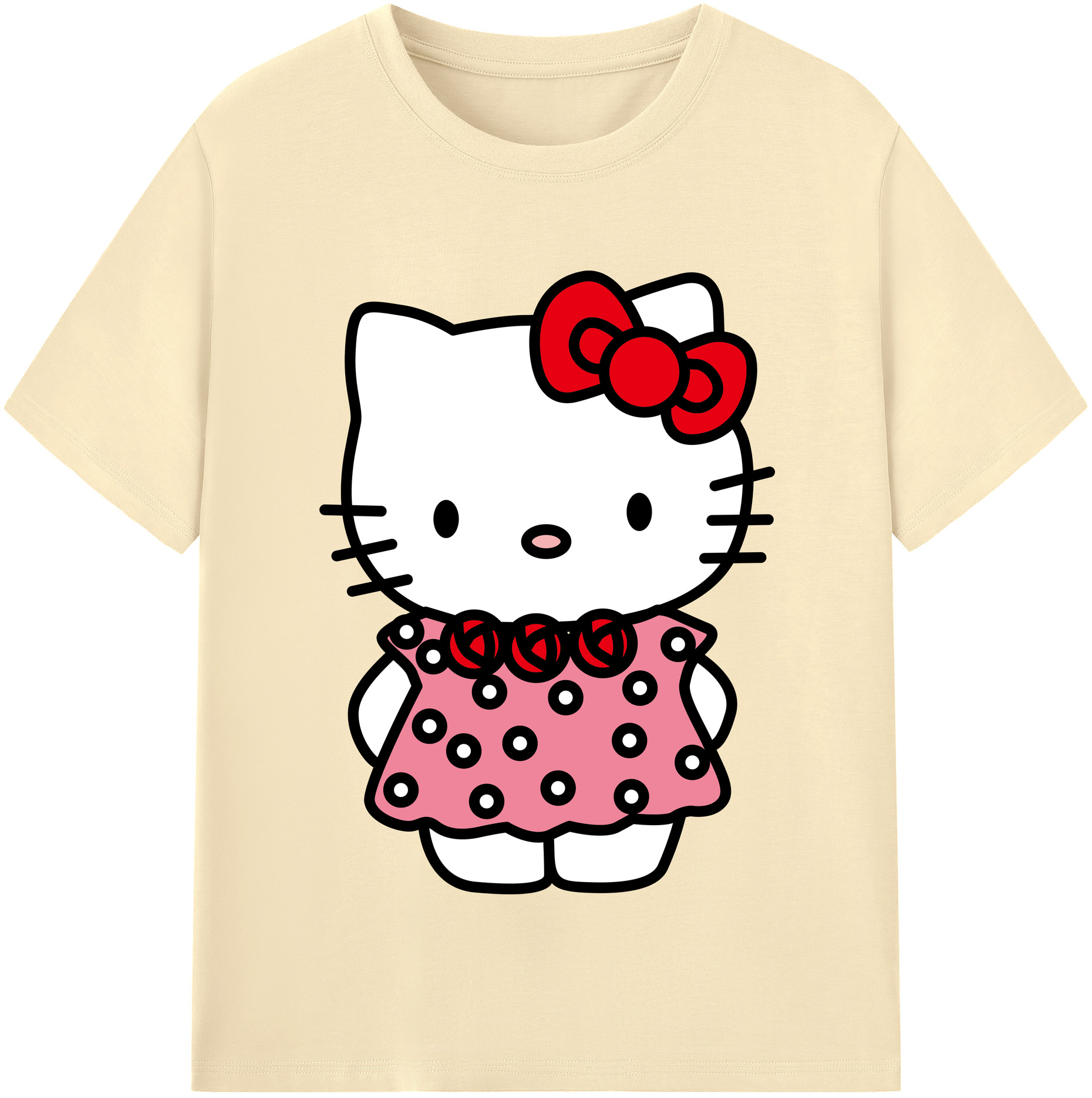 （画像用） Hello Kitty ハローキティ 綿100％半袖Tシャツ（フロントプリント）