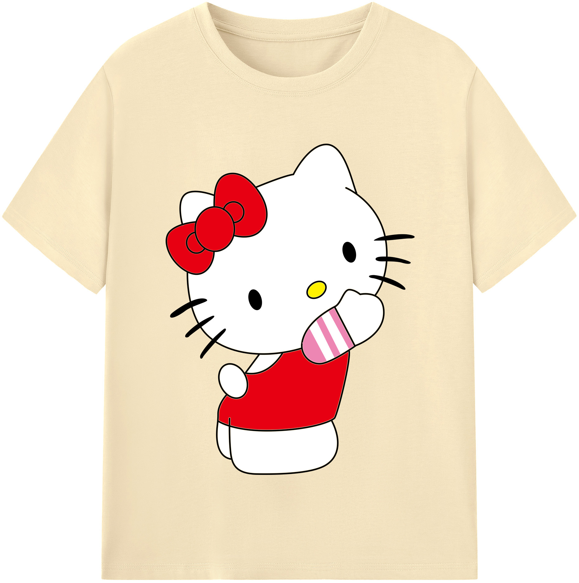 （画像用） Hello Kitty ハローキティ 綿100％半袖Tシャツ（フロントプリント）