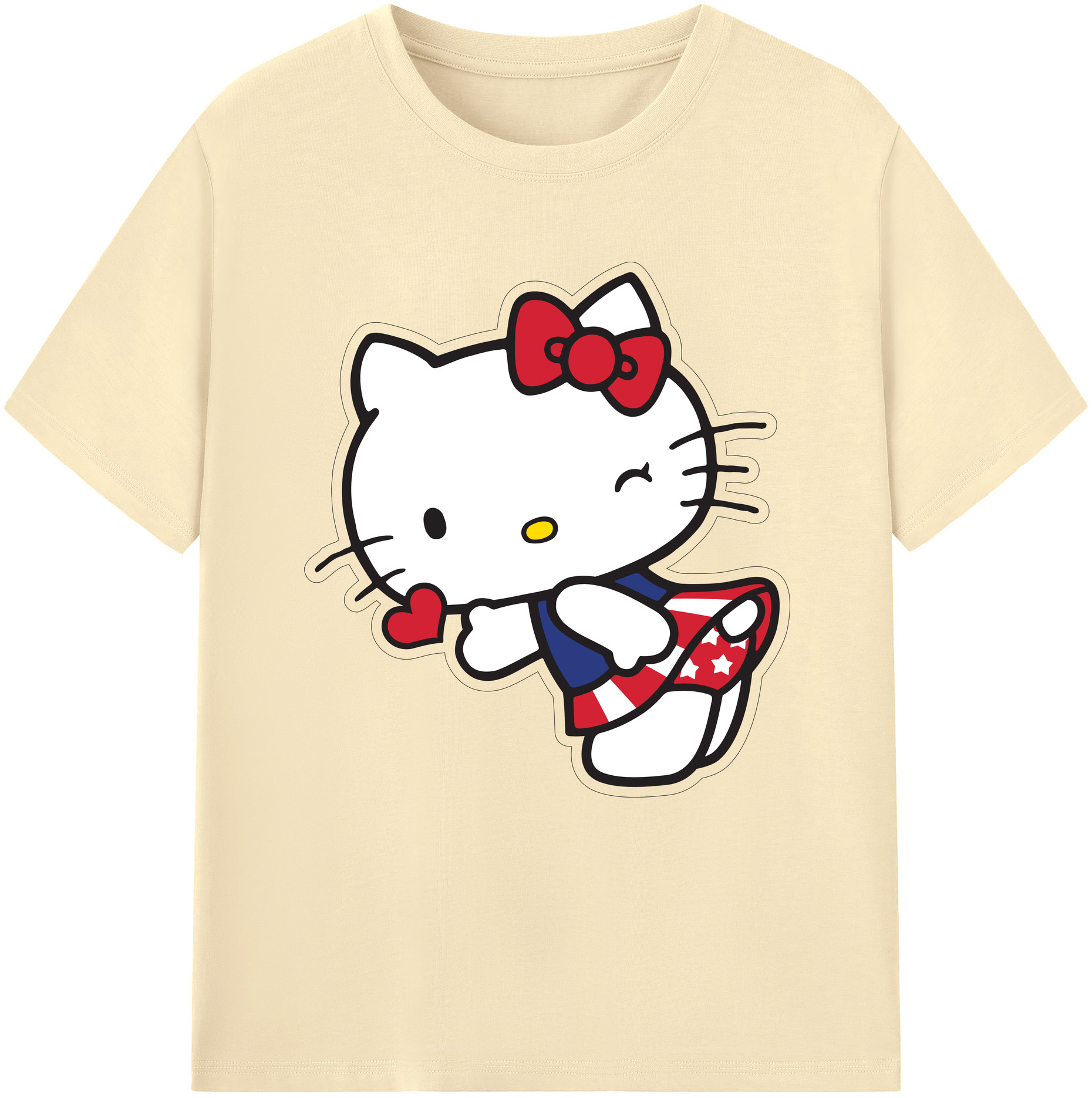 （画像用） Hello Kitty ハローキティ 綿100％半袖Tシャツ（フロントプリント）