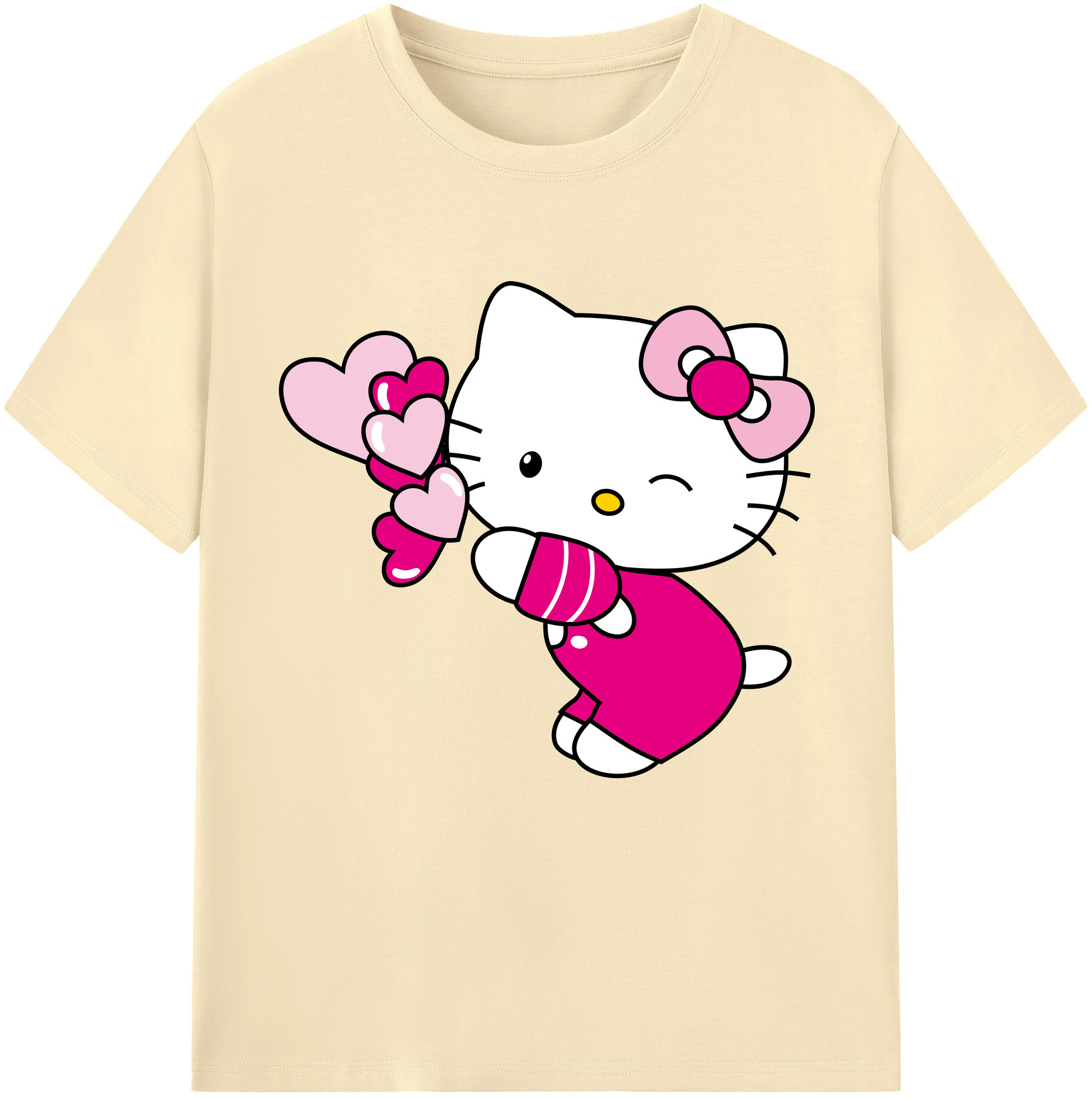 （画像用） Hello Kitty ハローキティ 綿100％半袖Tシャツ（フロントプリント）