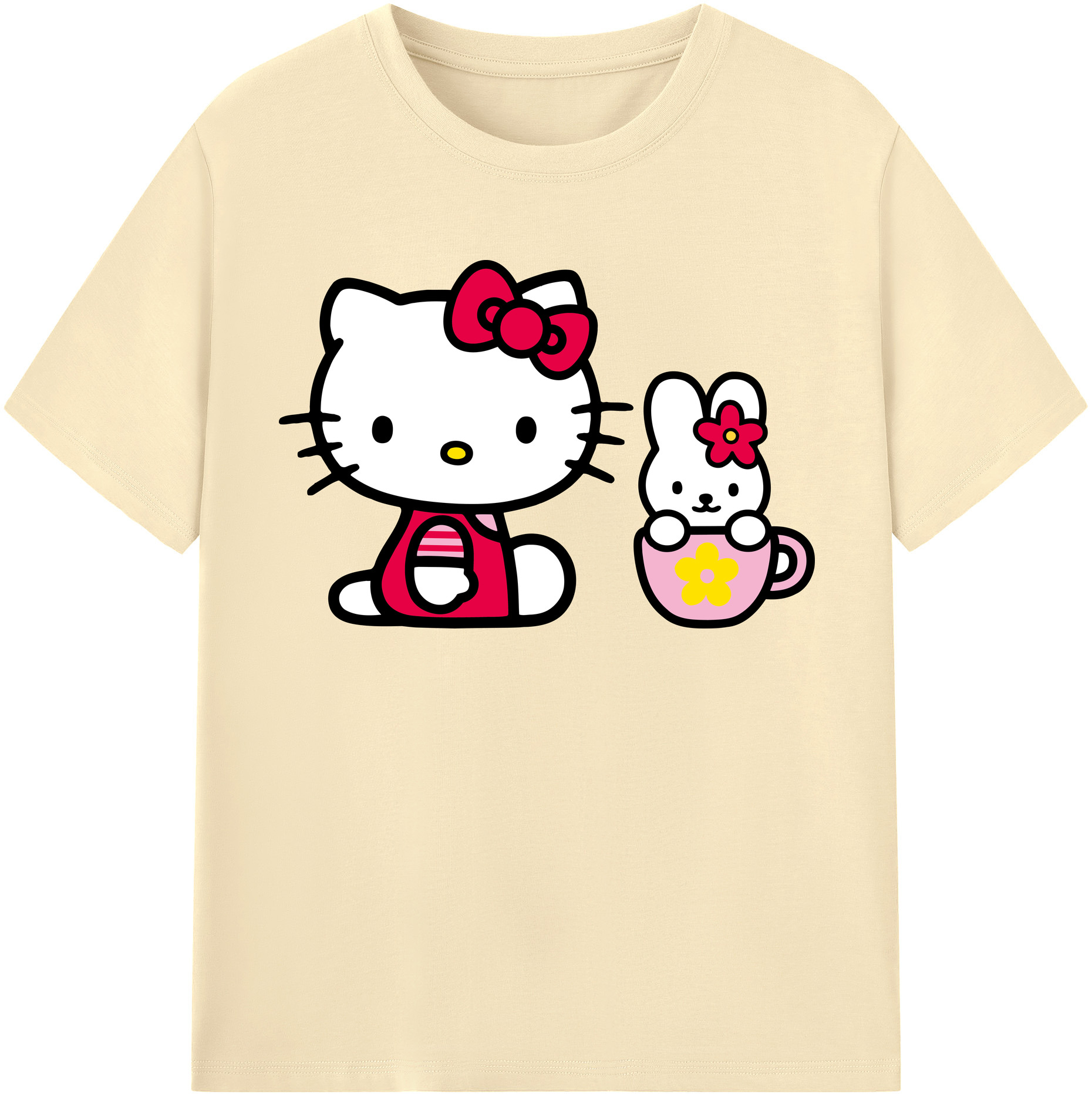 （画像用） Hello Kitty ハローキティ 綿100％半袖Tシャツ（フロントプリント）