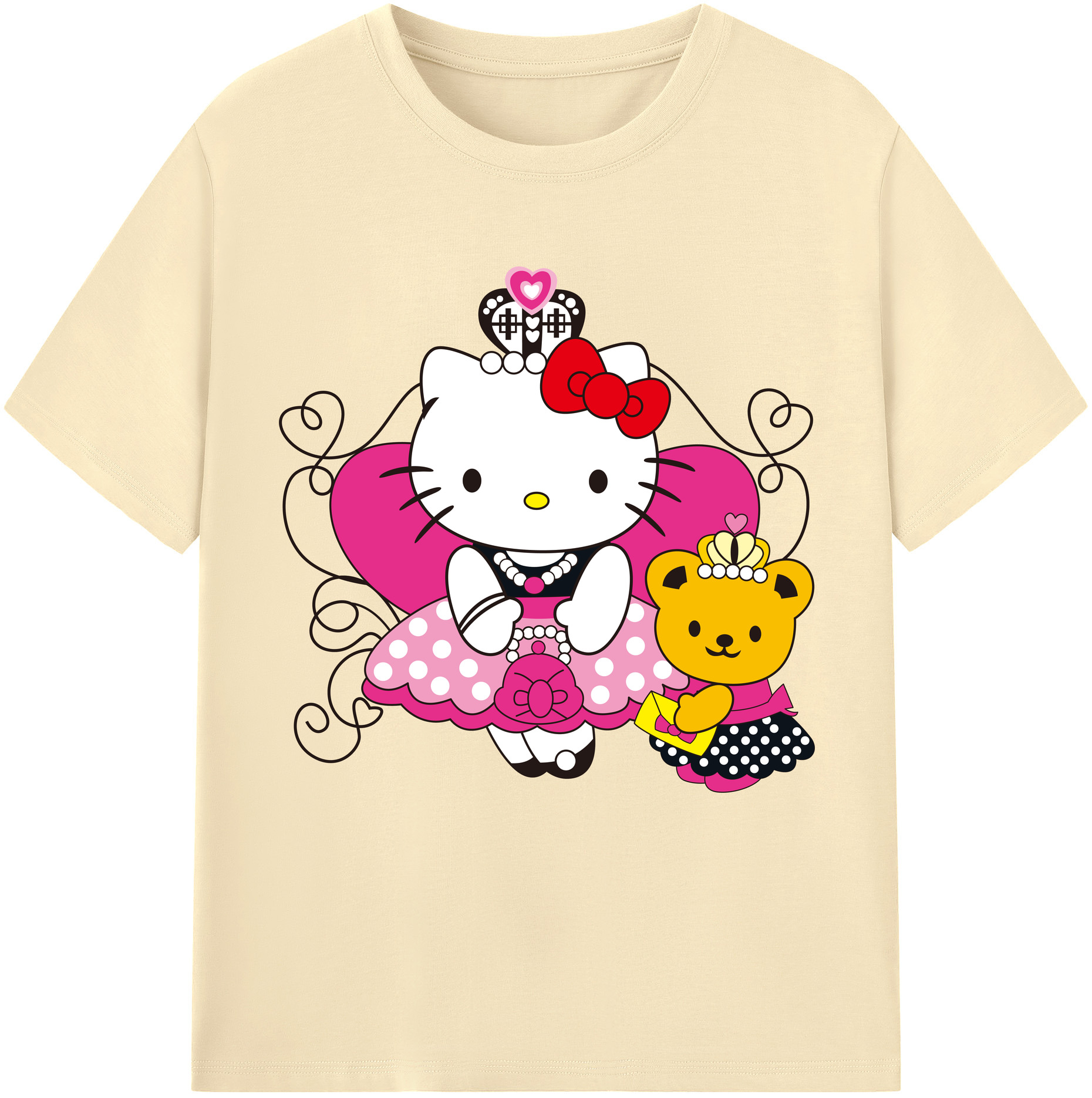 （画像用） Hello Kitty ハローキティ 綿100％半袖Tシャツ（フロントプリント）