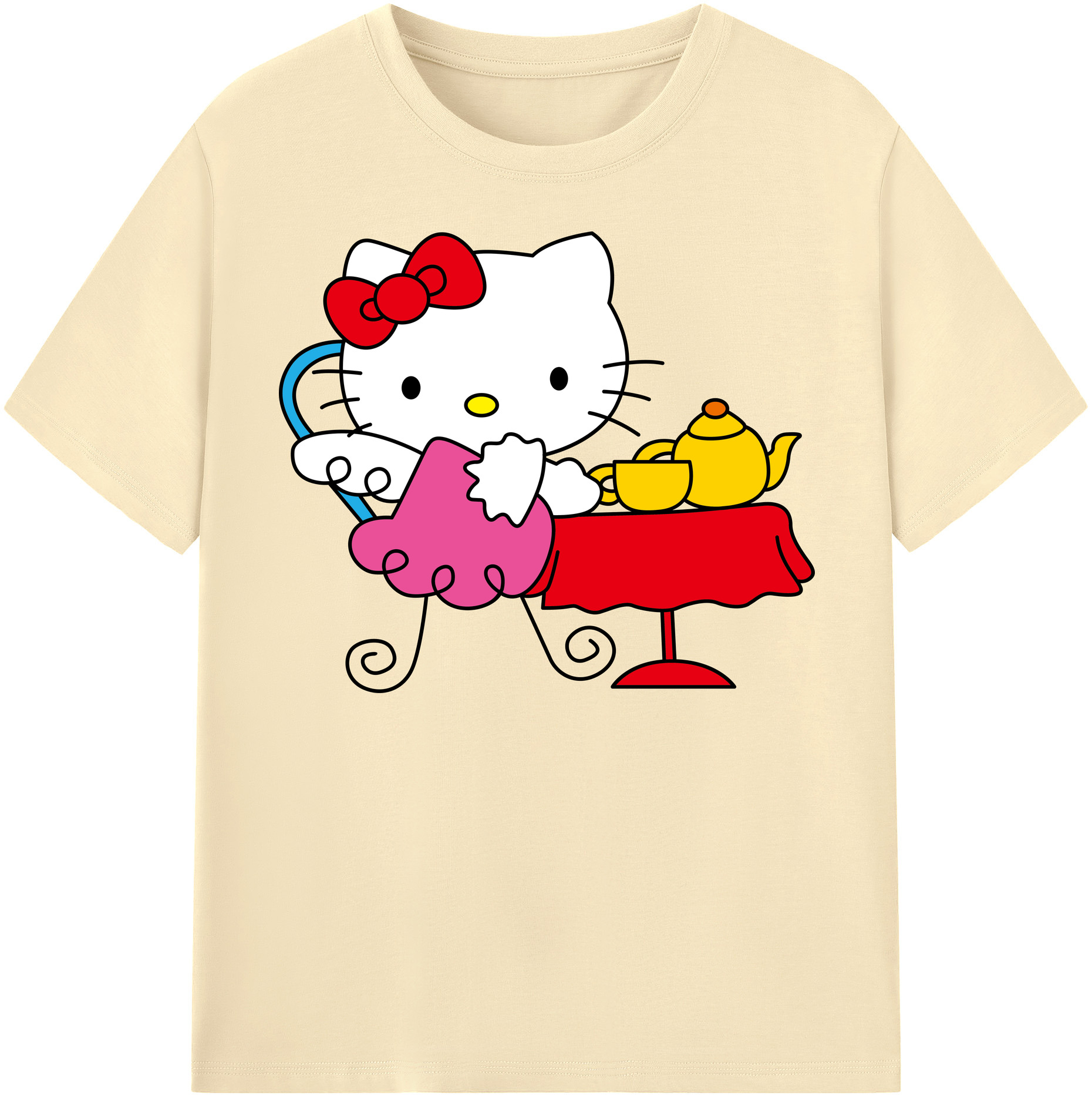 （画像用） Hello Kitty ハローキティ 綿100％半袖Tシャツ（フロントプリント）