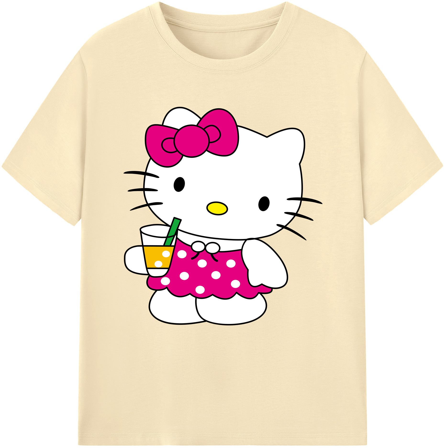 （画像用） Hello Kitty ハローキティ 綿100％半袖Tシャツ（フロントプリント）
