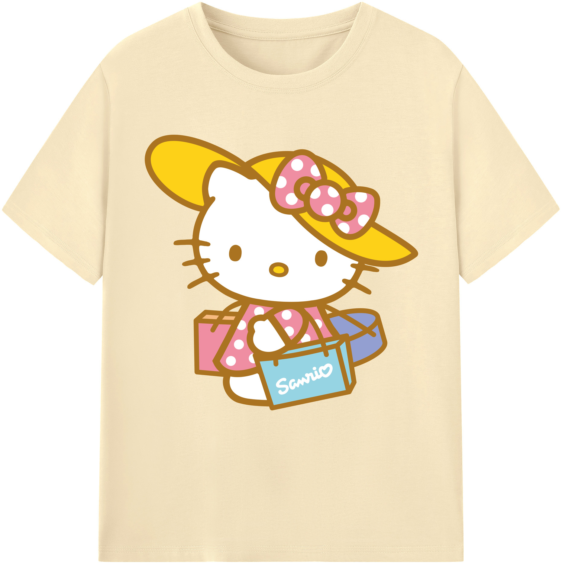 （画像用） Hello Kitty ハローキティ 綿100％半袖Tシャツ（フロントプリント）
