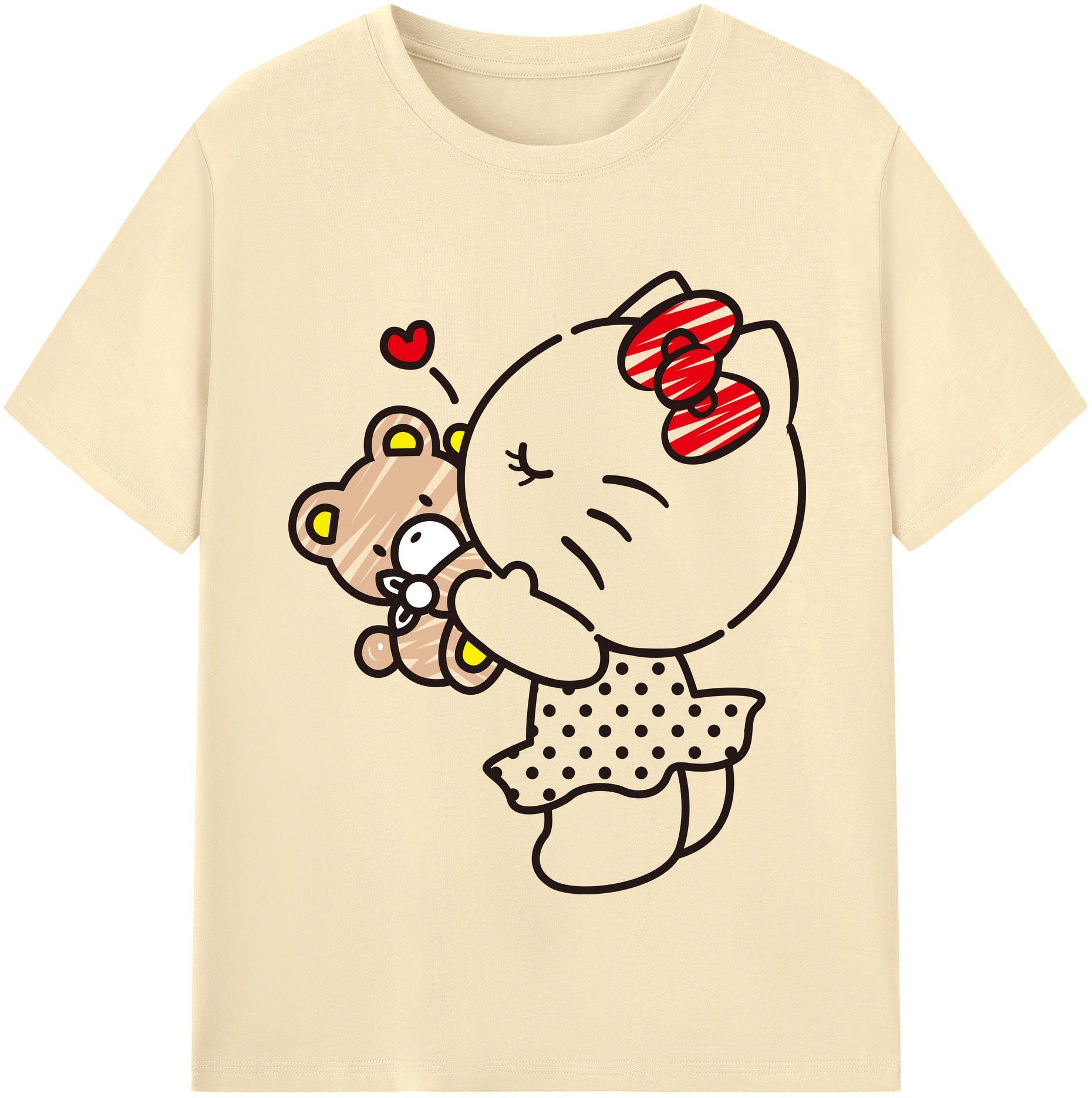 （画像用） Hello Kitty ハローキティ 綿100％半袖Tシャツ（フロントプリント）