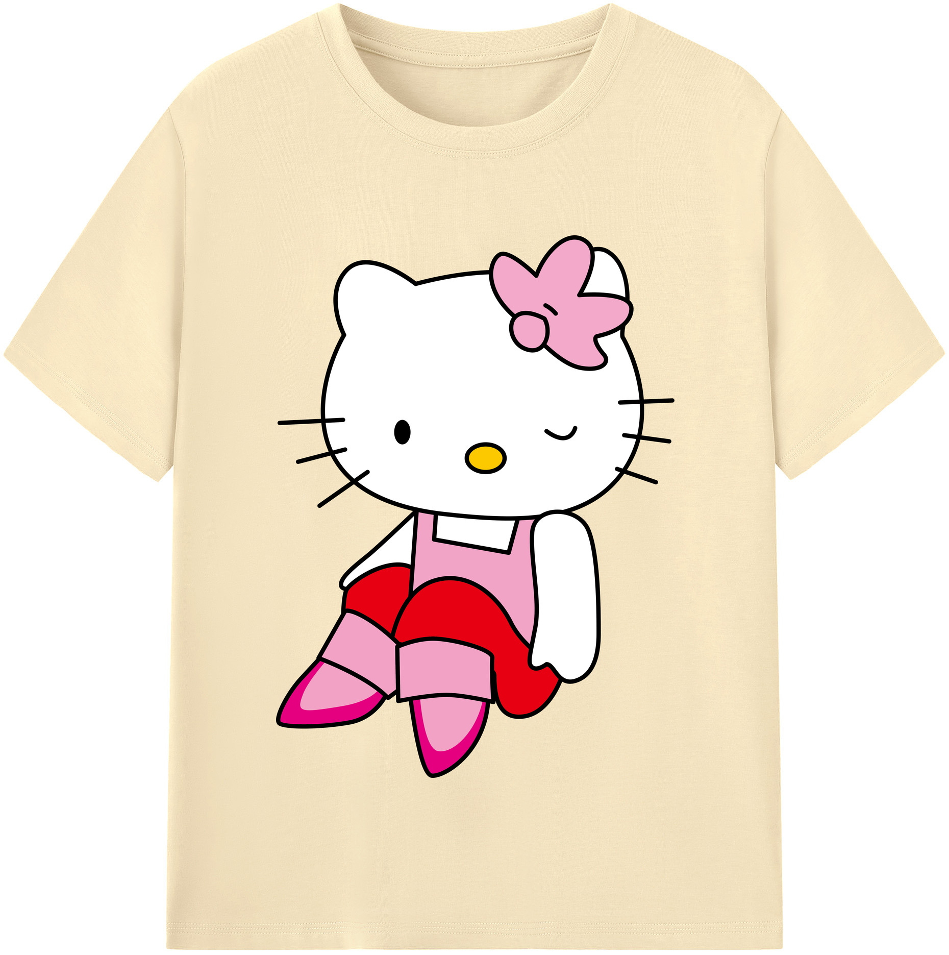 （画像用） Hello Kitty ハローキティ 綿100％半袖Tシャツ（フロントプリント）