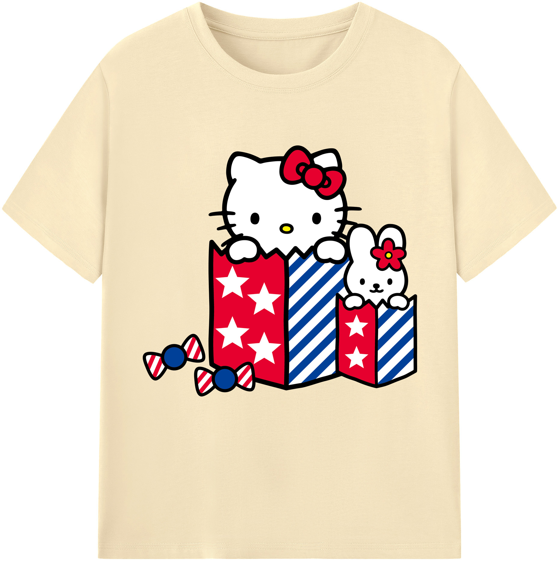 （画像用） Hello Kitty ハローキティ 綿100％半袖Tシャツ（フロントプリント）