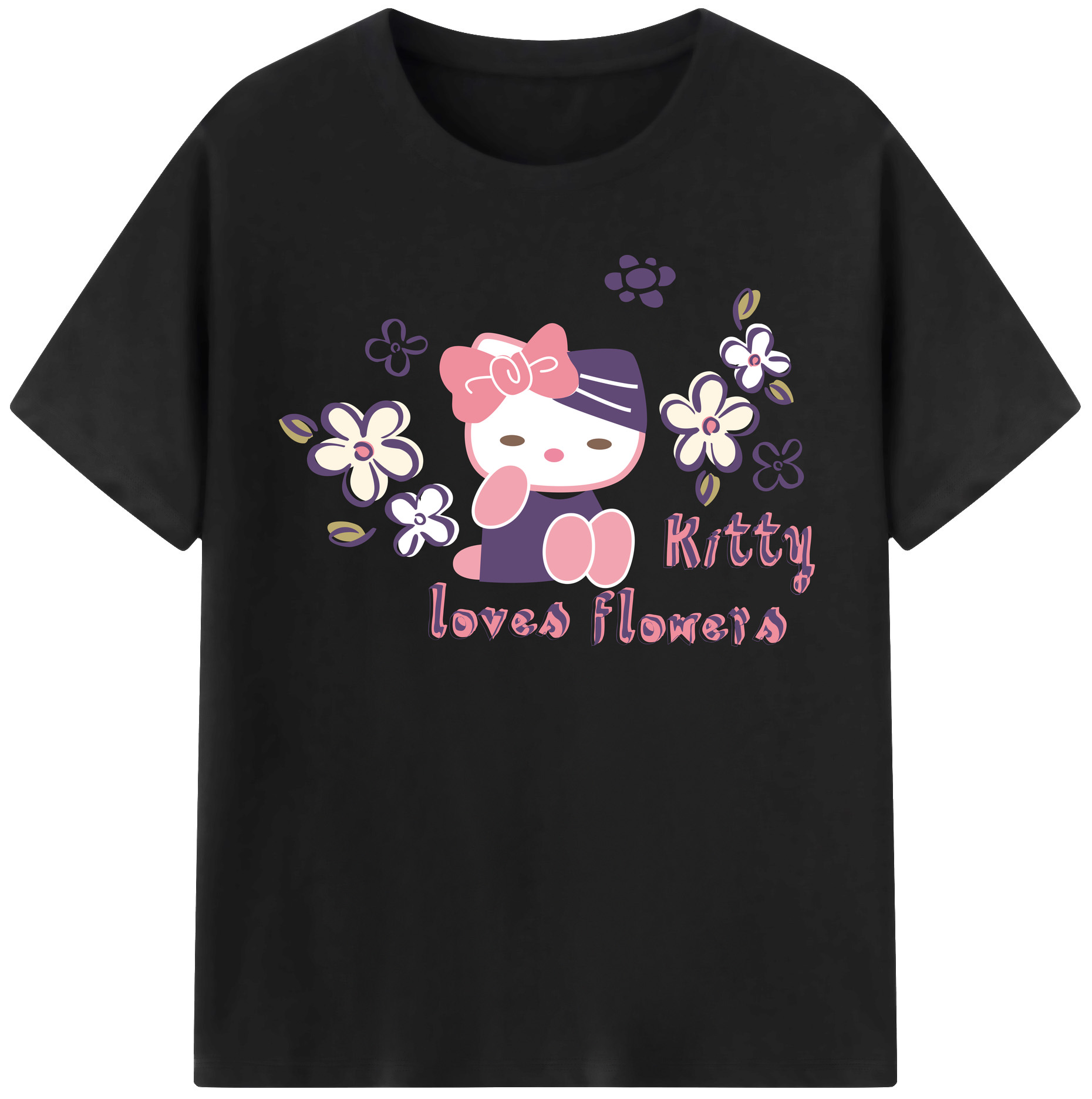 （画像用） Hello Kitty ハローキティ 綿100％半袖Tシャツ（フロントプリント）
