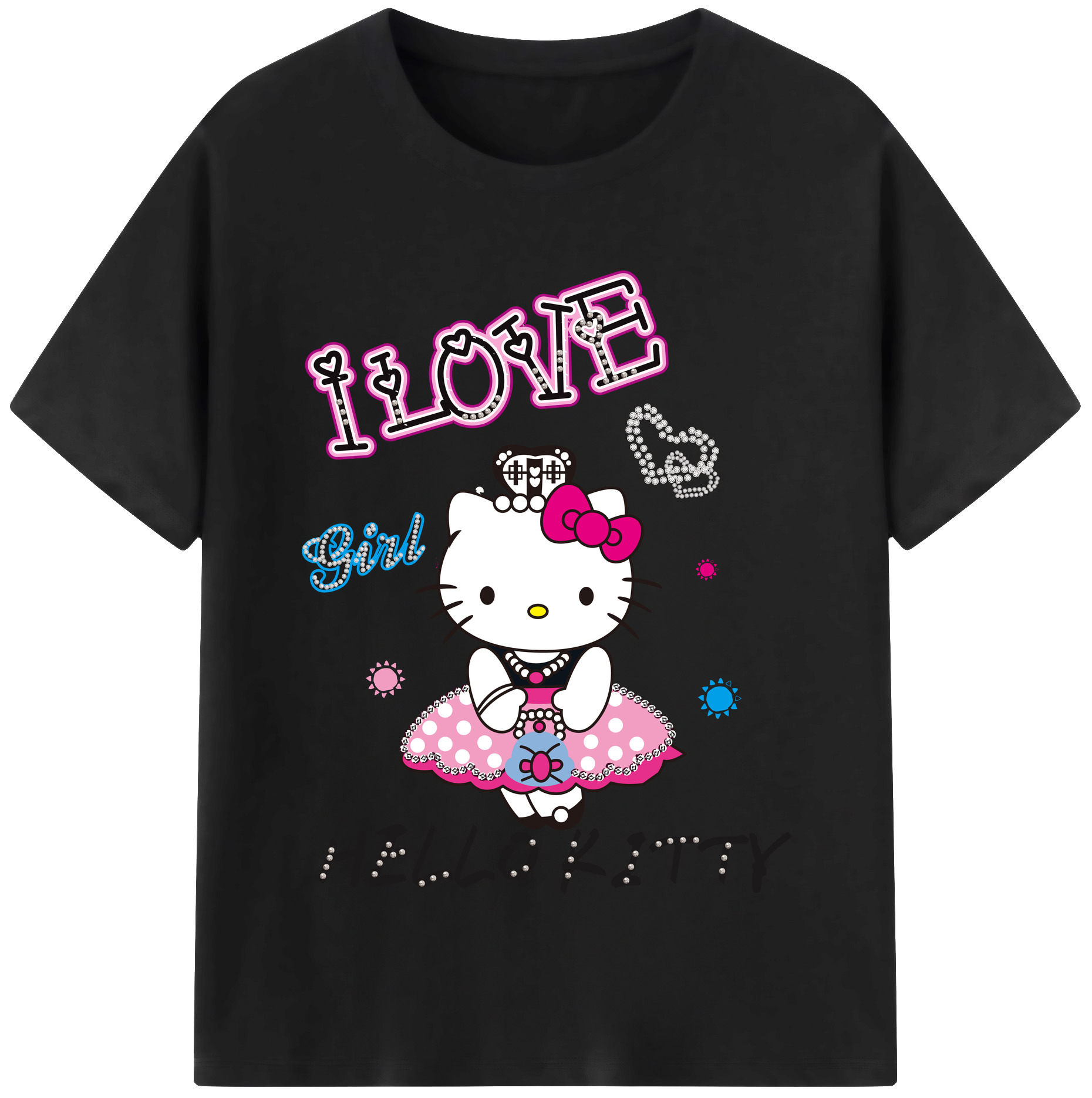 （画像用） Hello Kitty ハローキティ 綿100％半袖Tシャツ（フロントプリント）