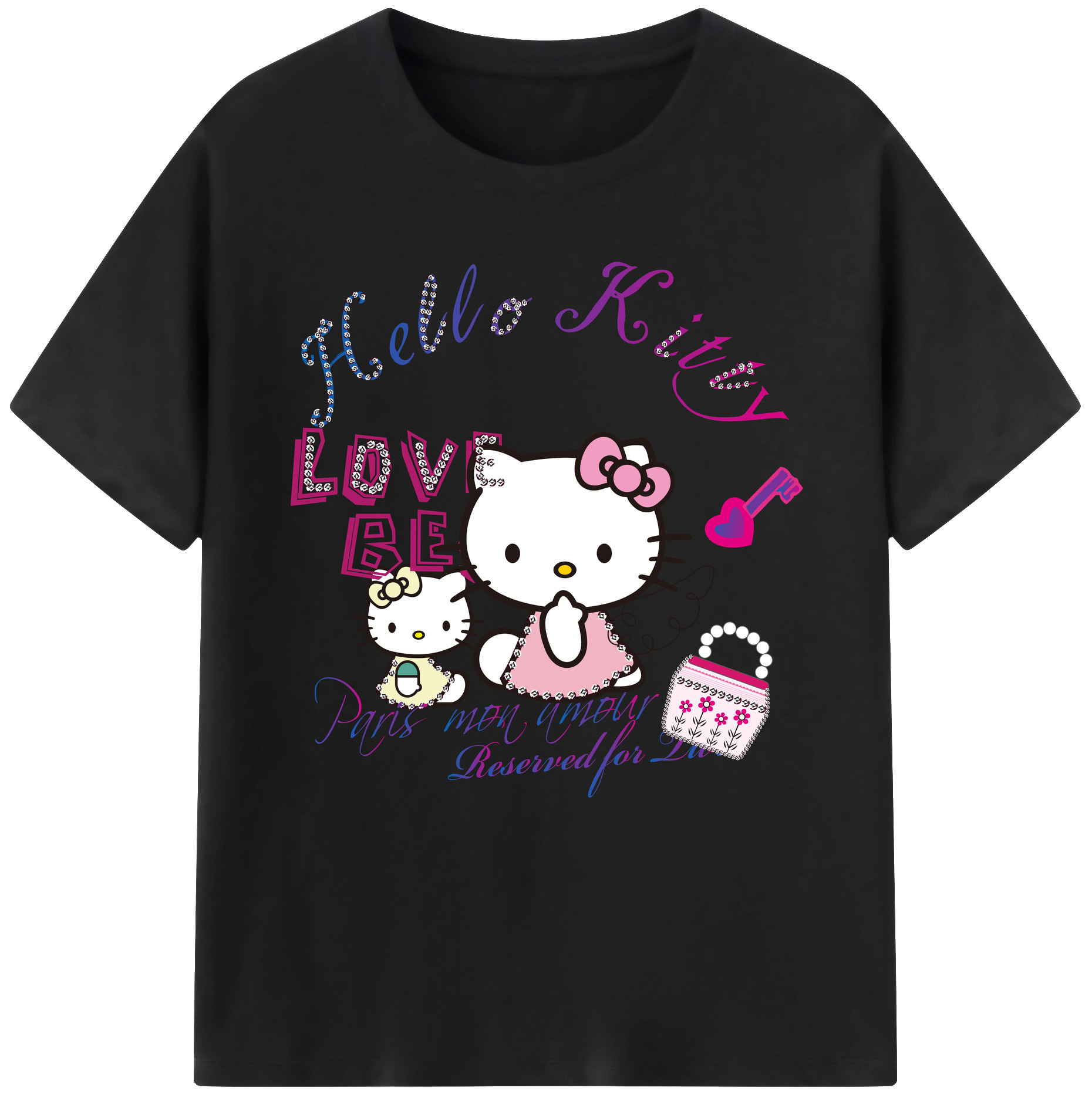 （画像用） Hello Kitty ハローキティ 綿100％半袖Tシャツ（フロントプリント）