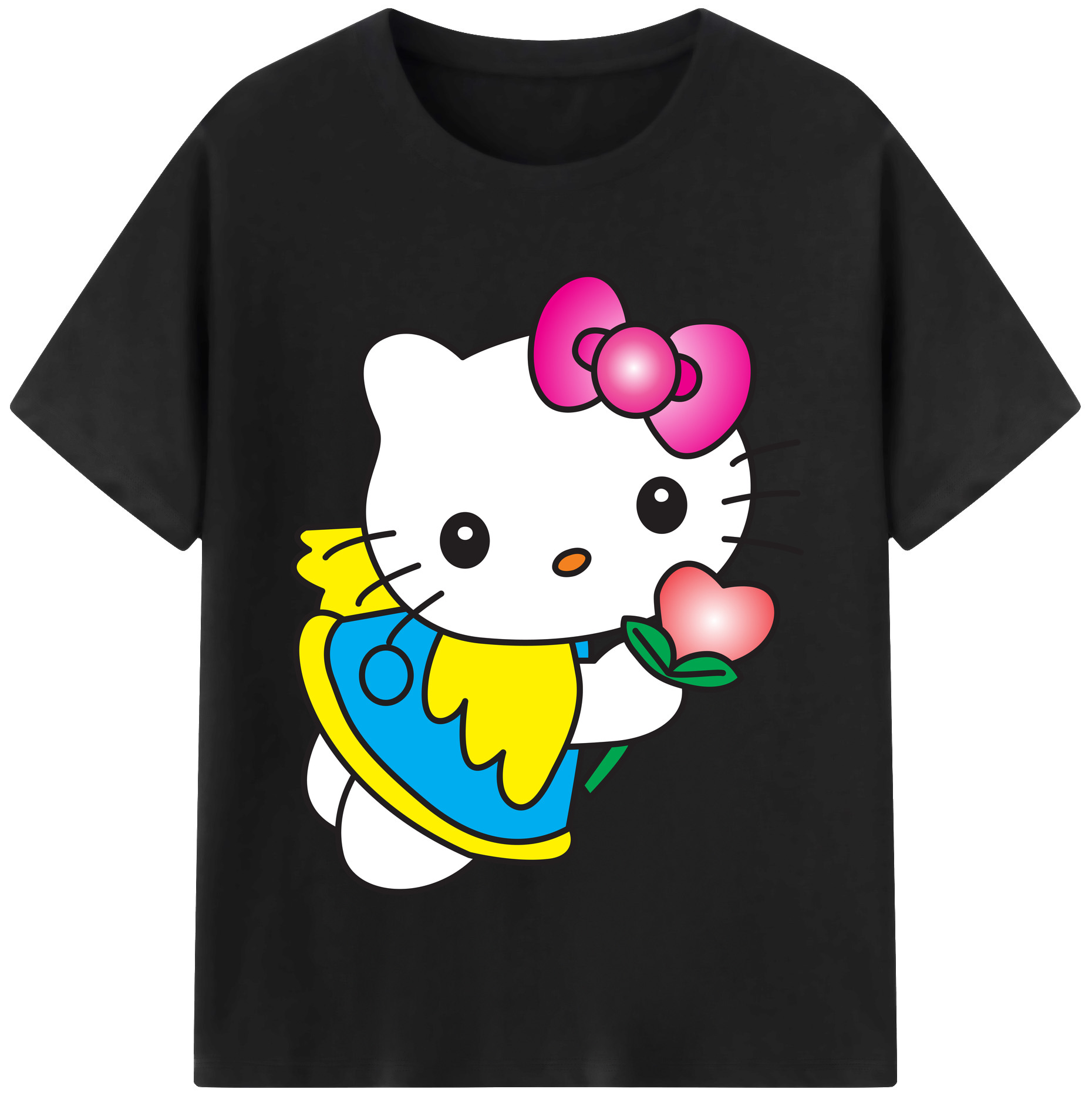 （画像用） Hello Kitty ハローキティ 綿100％半袖Tシャツ（フロントプリント）