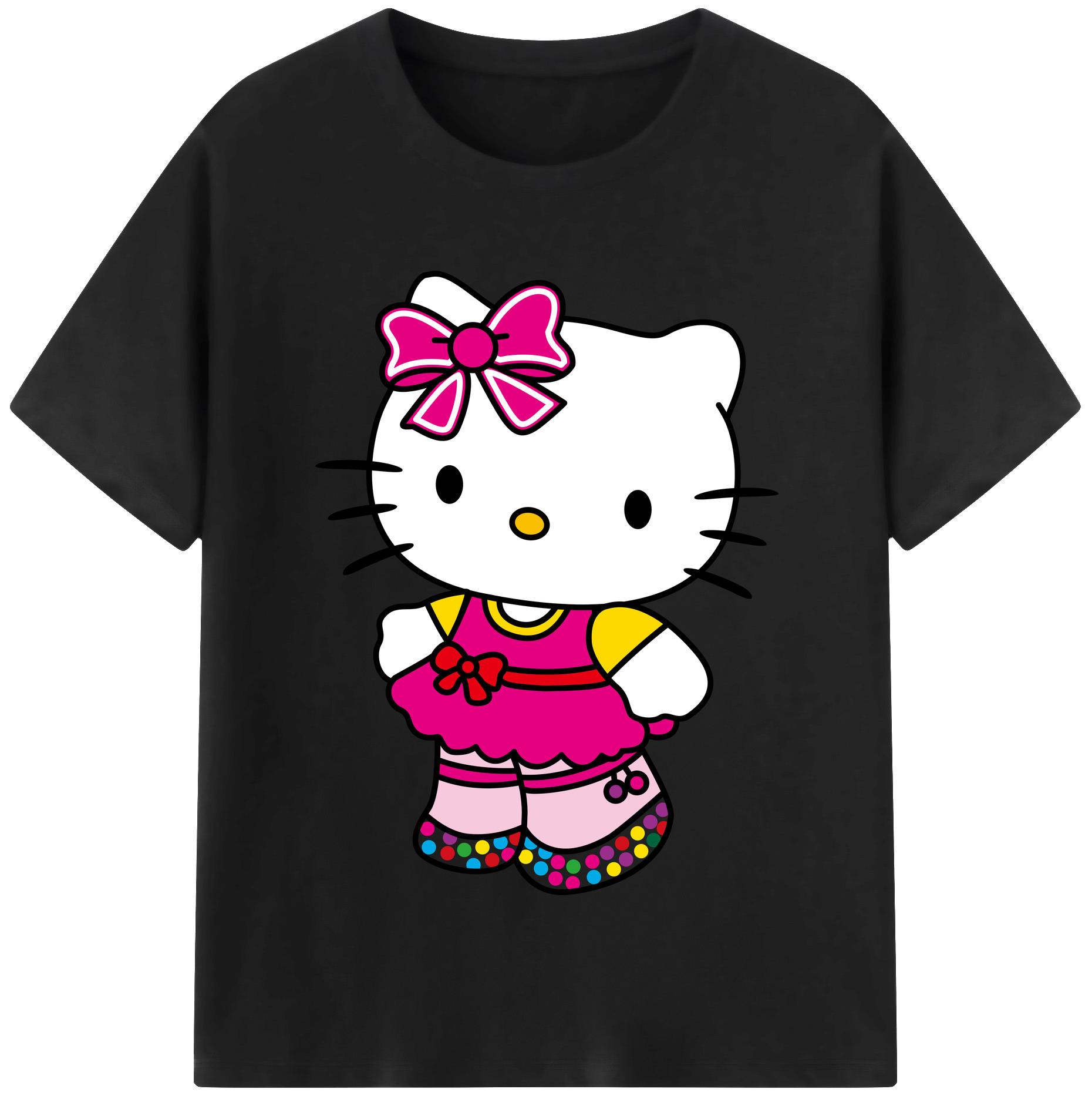 （画像用） Hello Kitty ハローキティ 綿100％半袖Tシャツ（フロントプリント）
