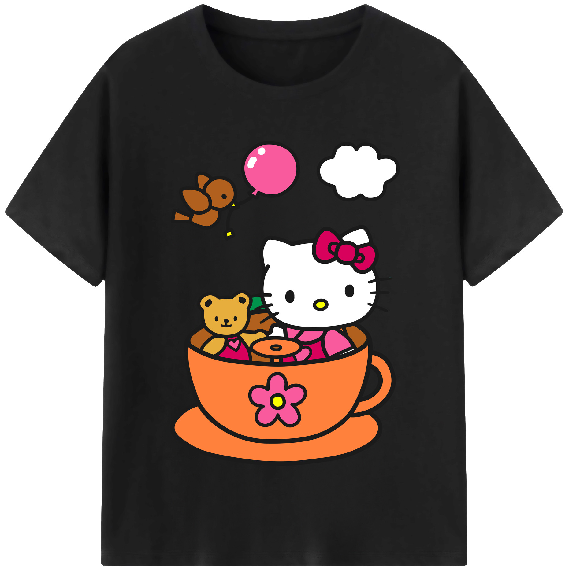 （画像用） Hello Kitty ハローキティ 綿100％半袖Tシャツ（フロントプリント）