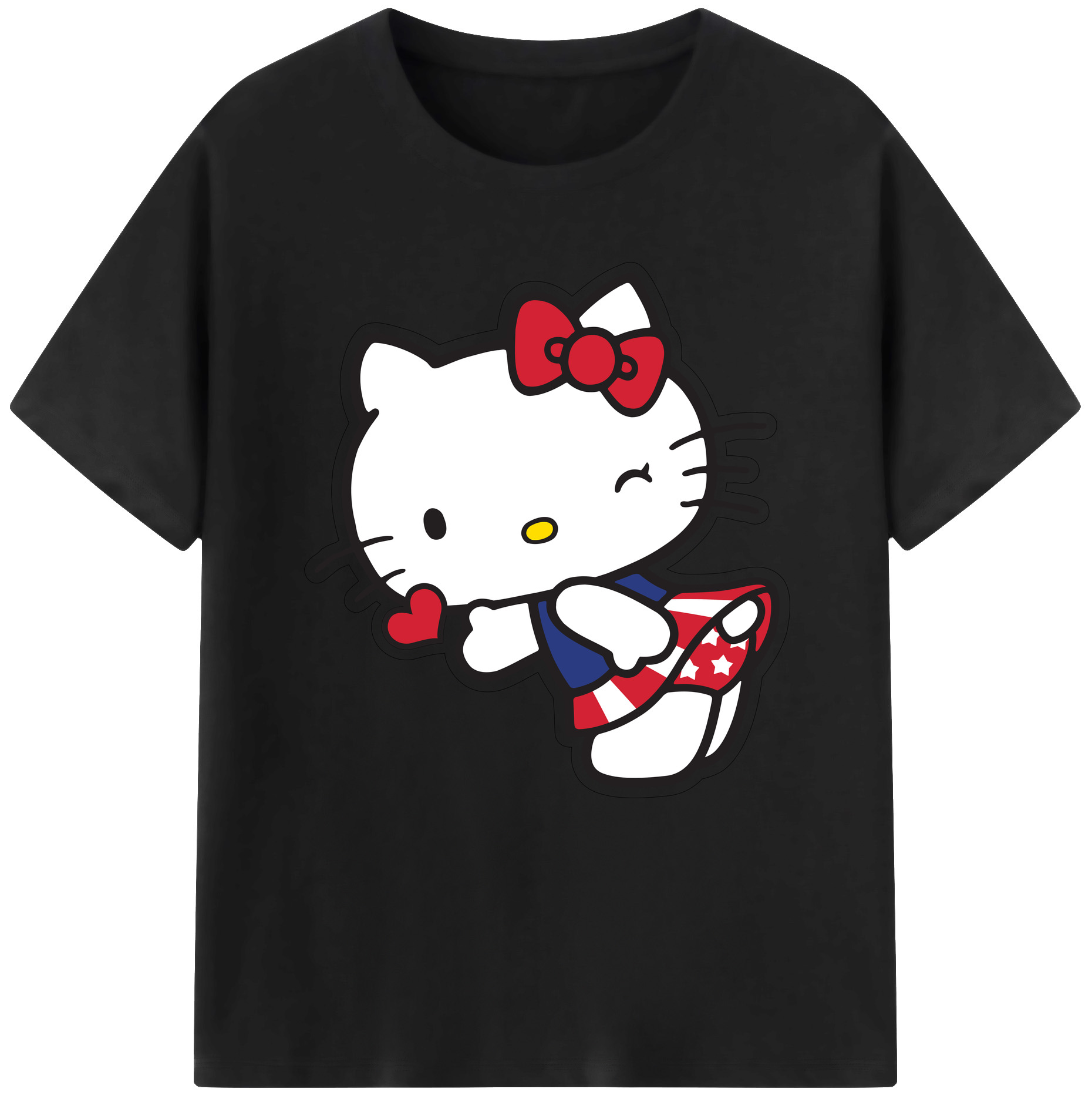 （画像用） Hello Kitty ハローキティ 綿100％半袖Tシャツ（フロントプリント）