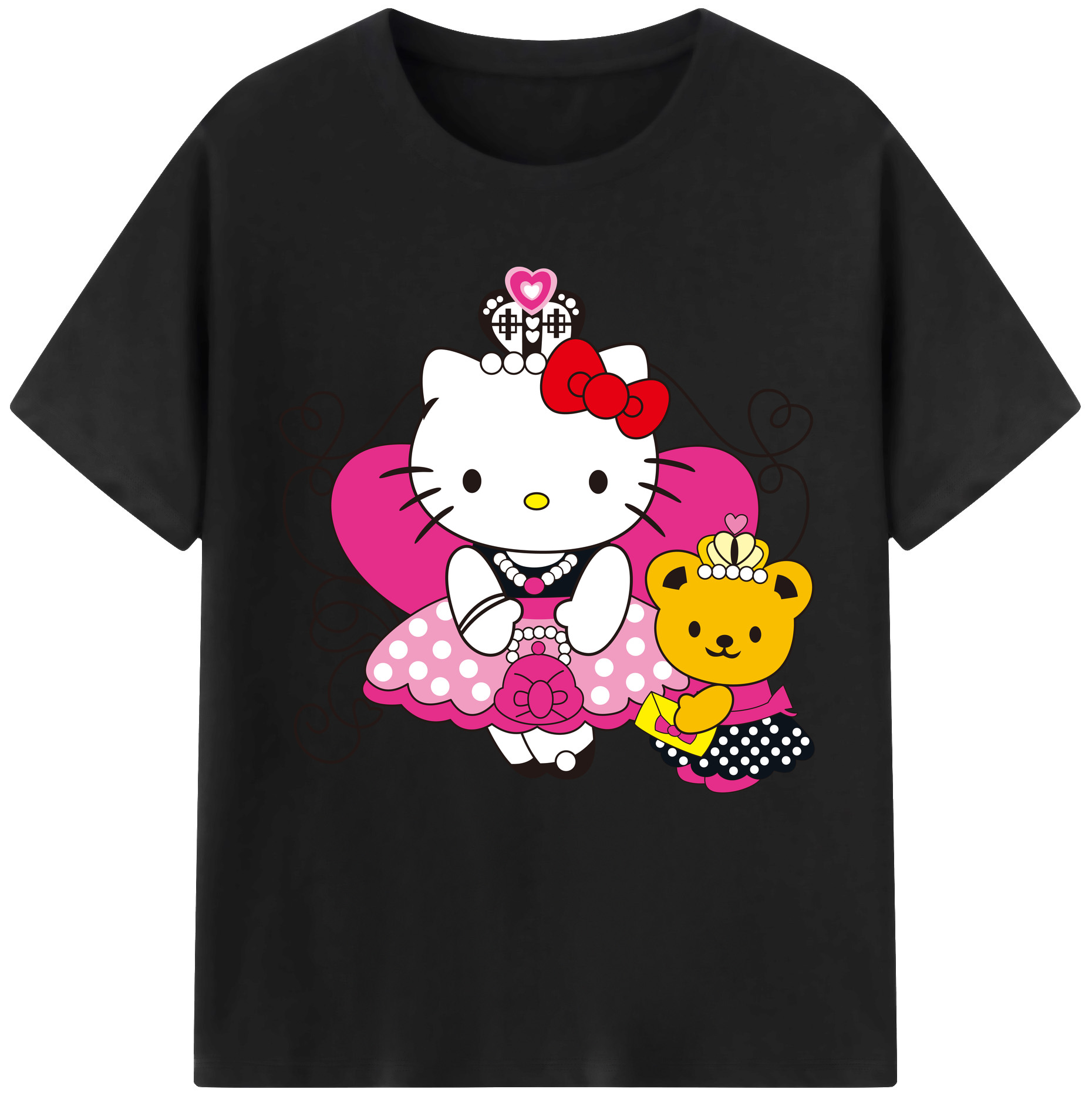 （画像用） Hello Kitty ハローキティ 綿100％半袖Tシャツ（フロントプリント）