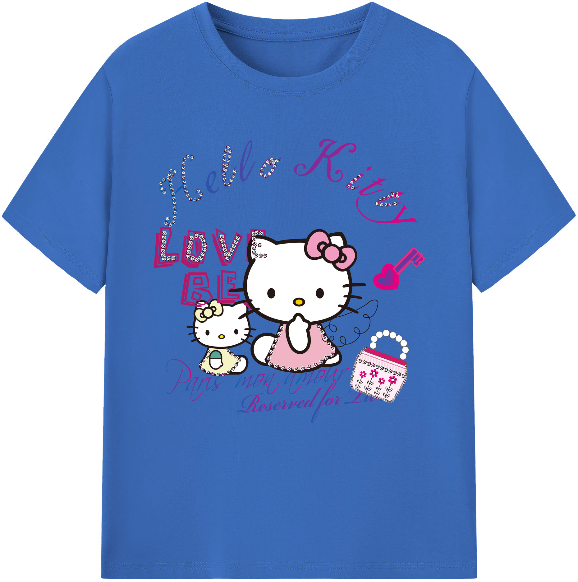 （画像用） Hello Kitty ハローキティ 綿100％半袖Tシャツ（フロントプリント）