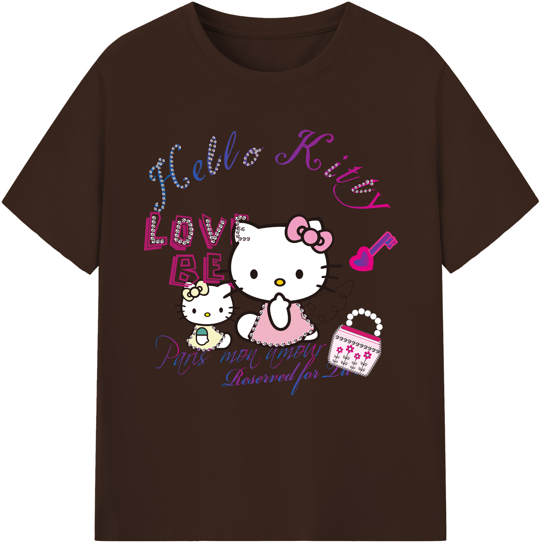 （画像用） Hello Kitty ハローキティ 綿100％半袖Tシャツ（フロントプリント）