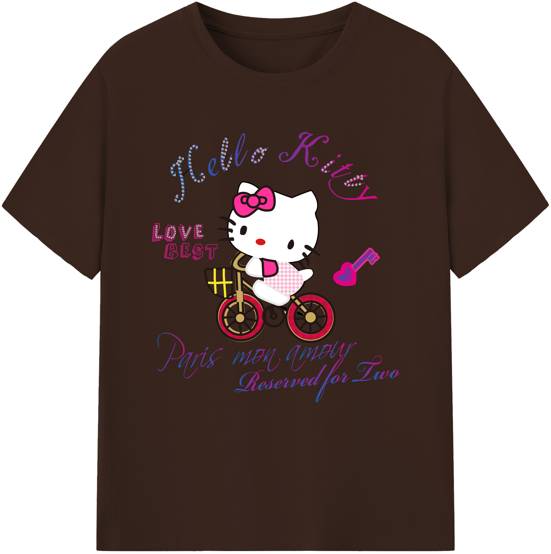 （画像用） Hello Kitty ハローキティ 綿100％半袖Tシャツ（フロントプリント）