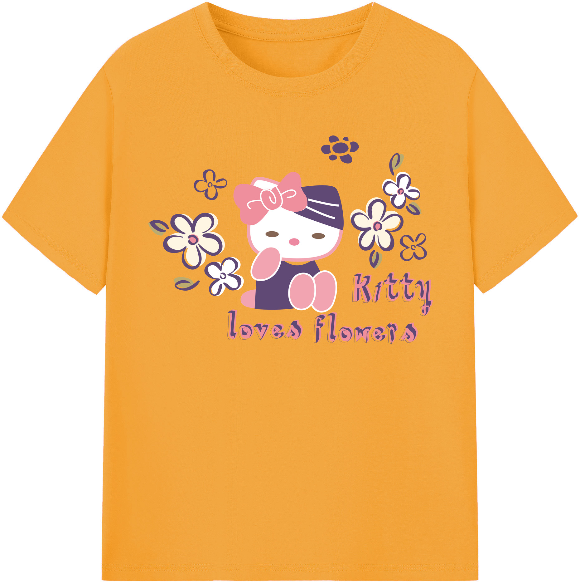 （画像用） Hello Kitty ハローキティ 綿100％半袖Tシャツ（フロントプリント）