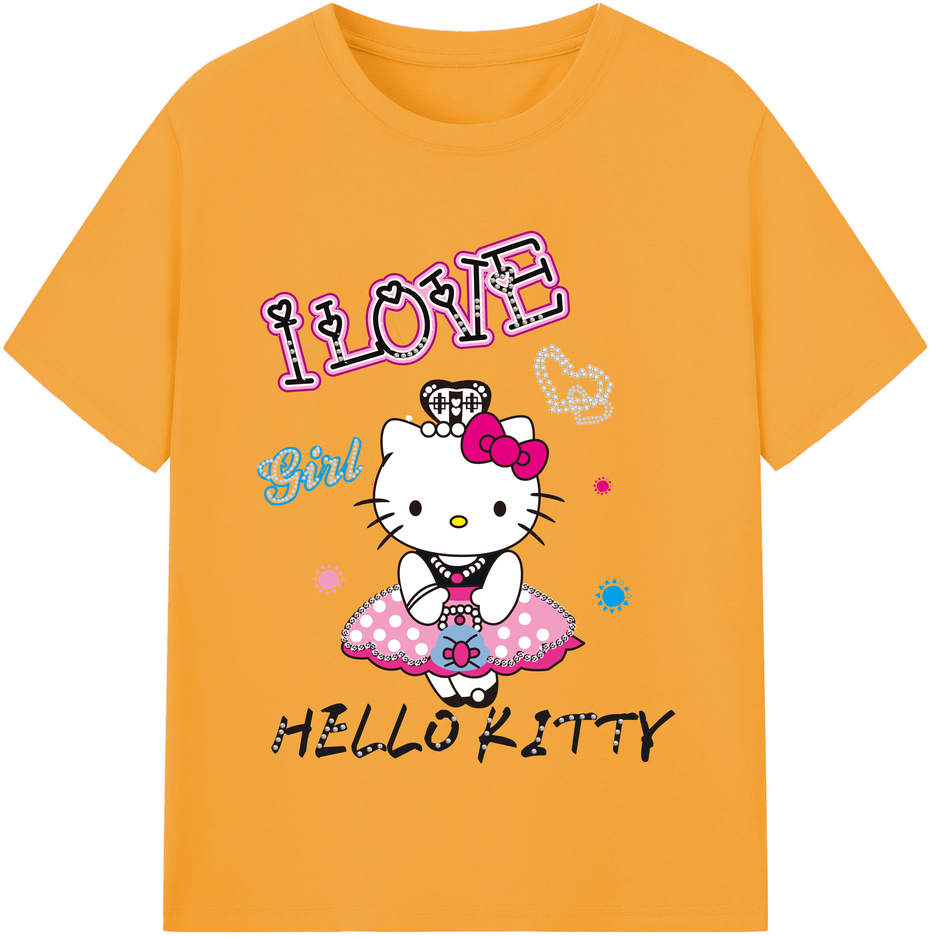 （画像用） Hello Kitty ハローキティ 綿100％半袖Tシャツ（フロントプリント）
