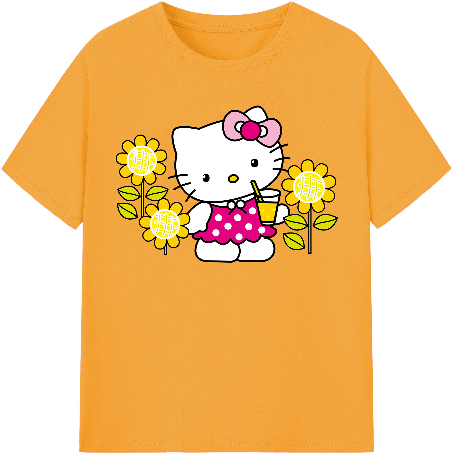 （画像用） Hello Kitty ハローキティ 綿100％半袖Tシャツ（フロントプリント）