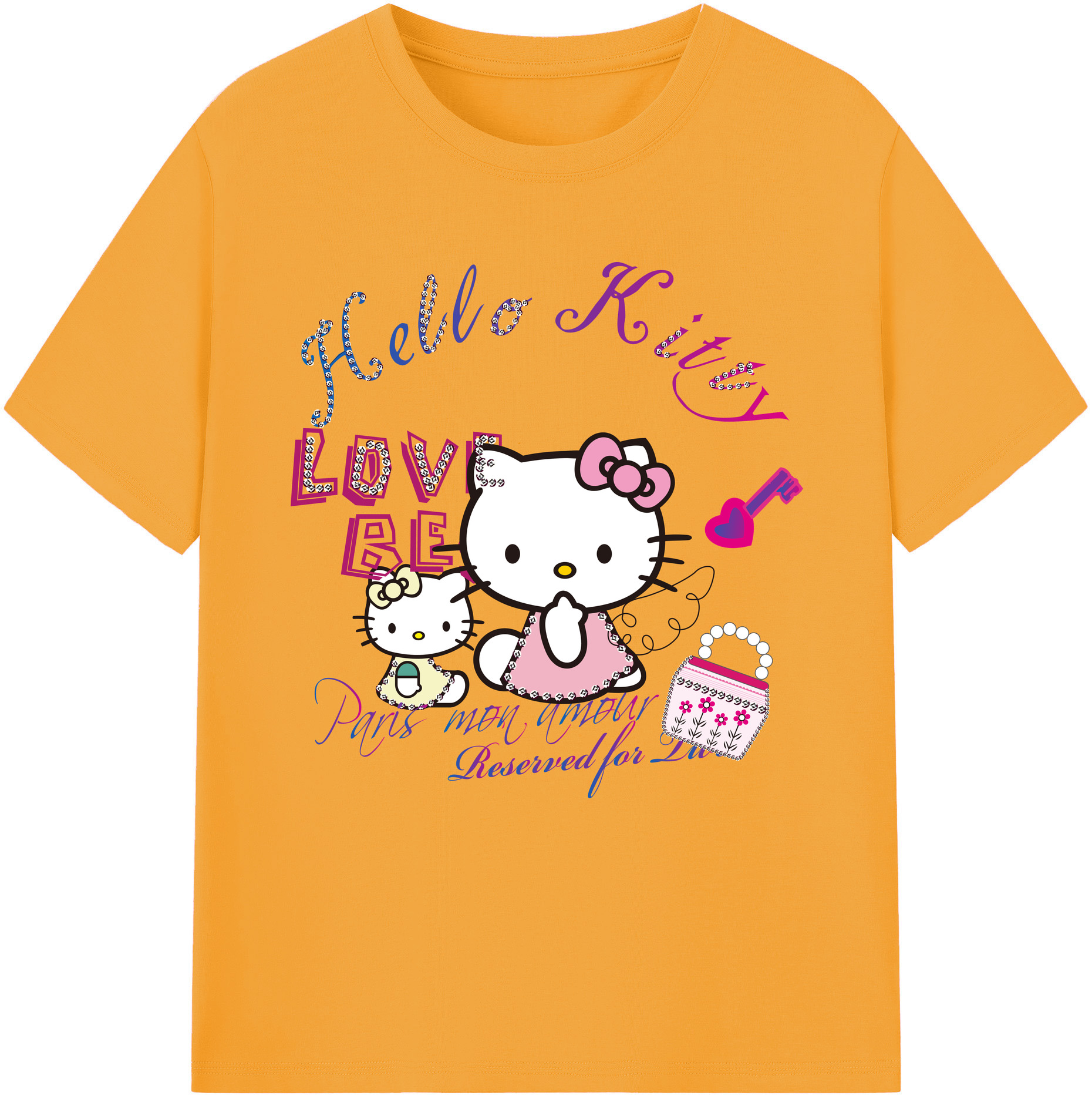 （画像用） Hello Kitty ハローキティ 綿100％半袖Tシャツ（フロントプリント）