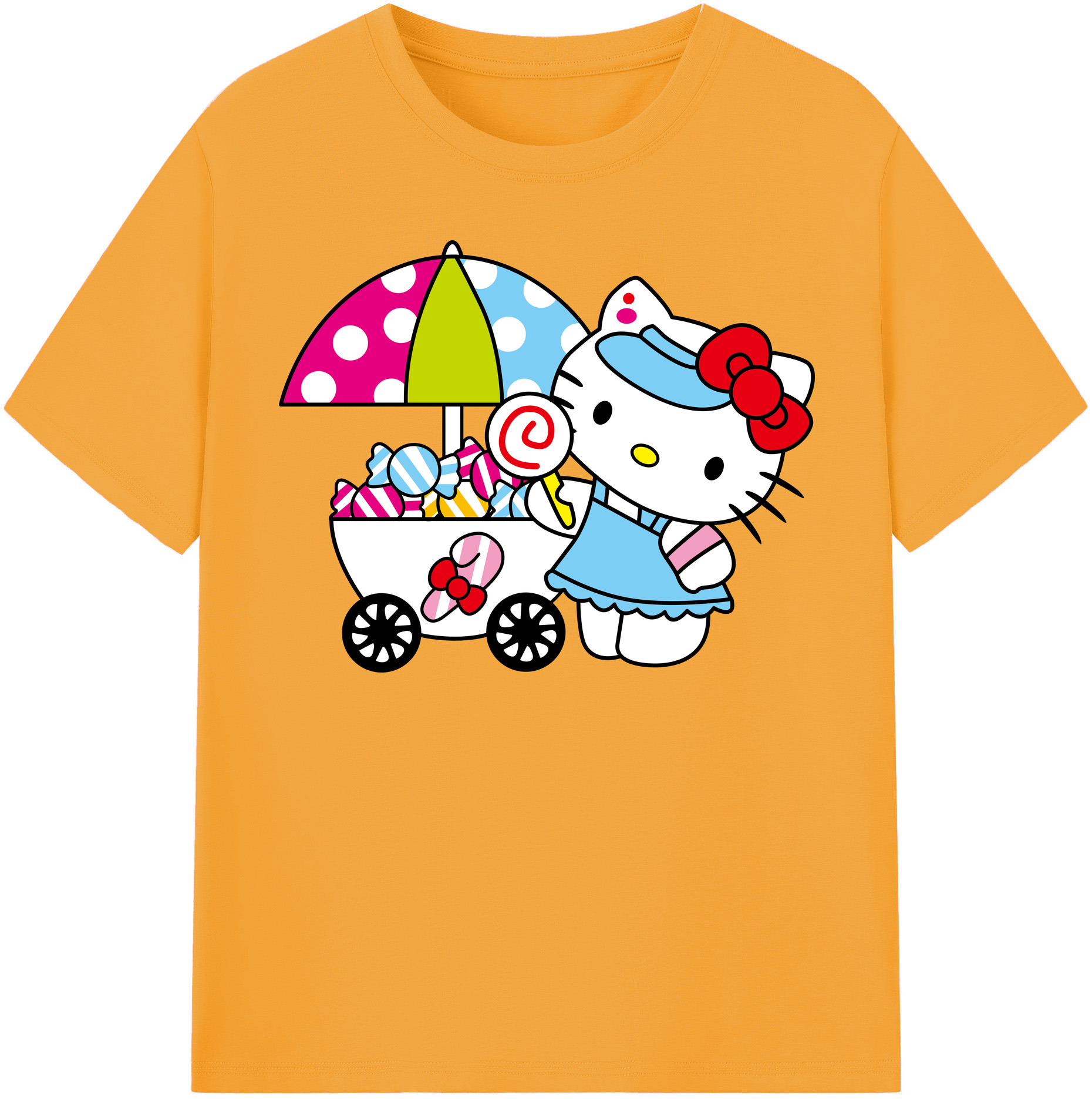 （画像用） Hello Kitty ハローキティ 綿100％半袖Tシャツ（フロントプリント）