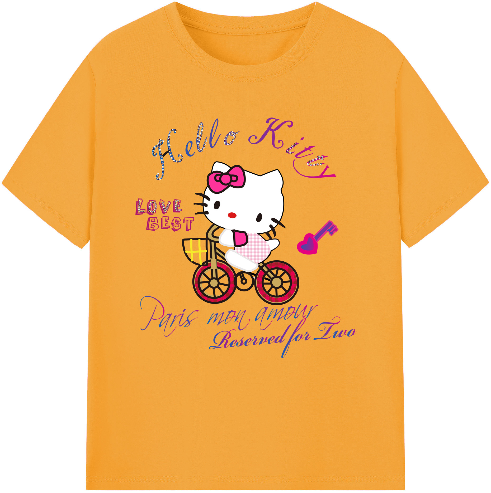 （画像用） Hello Kitty ハローキティ 綿100％半袖Tシャツ（フロントプリント）