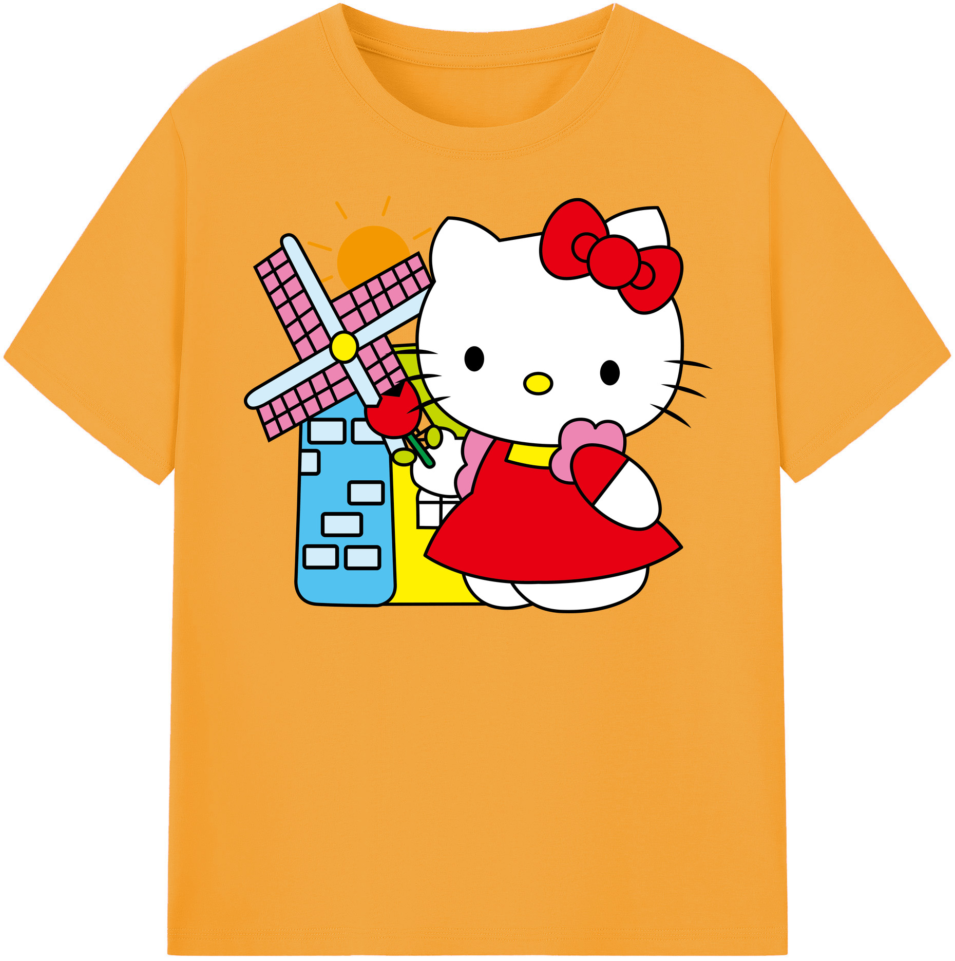 （画像用） Hello Kitty ハローキティ 綿100％半袖Tシャツ（フロントプリント）