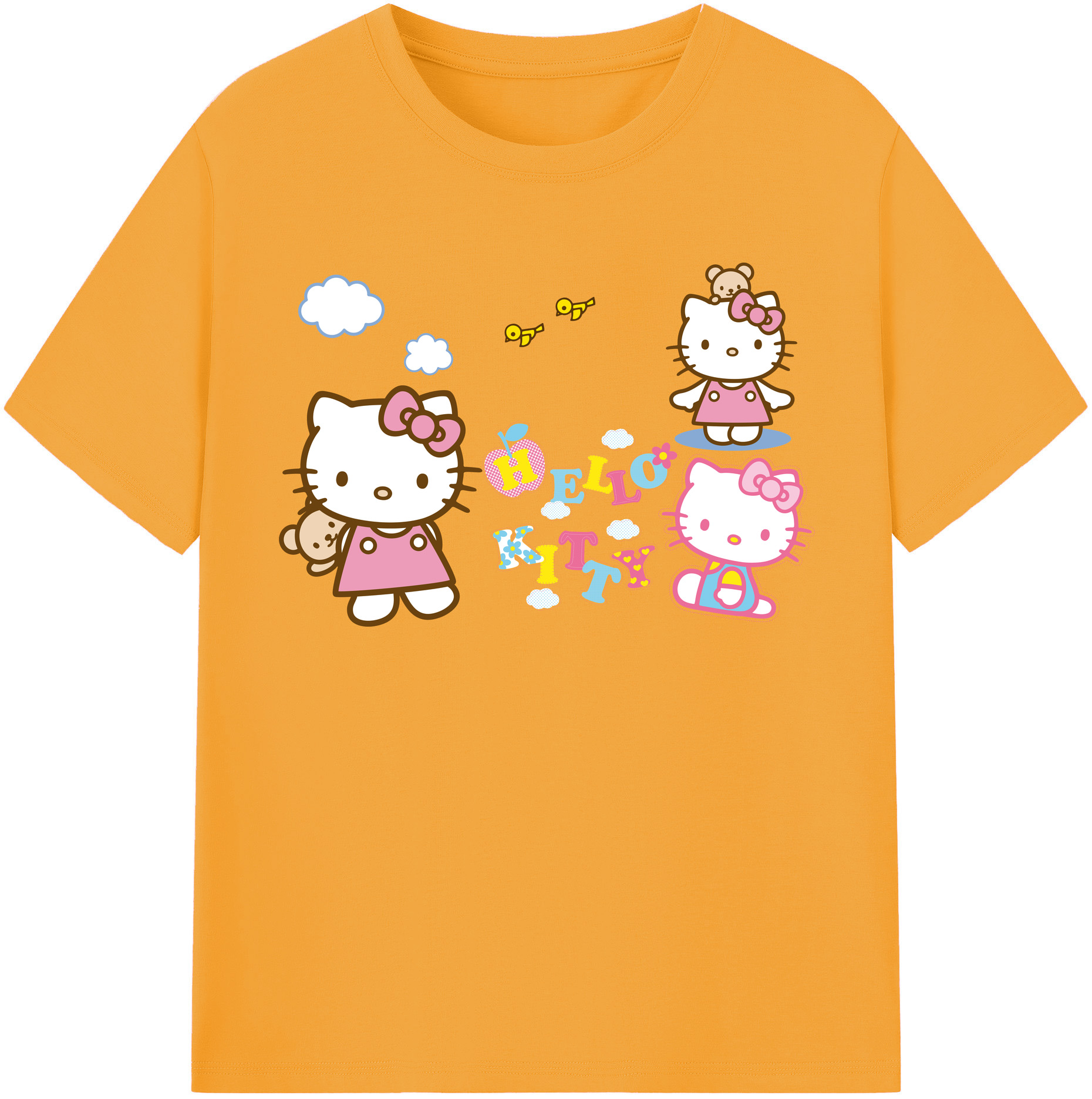 （画像用） Hello Kitty ハローキティ 綿100％半袖Tシャツ（フロントプリント）