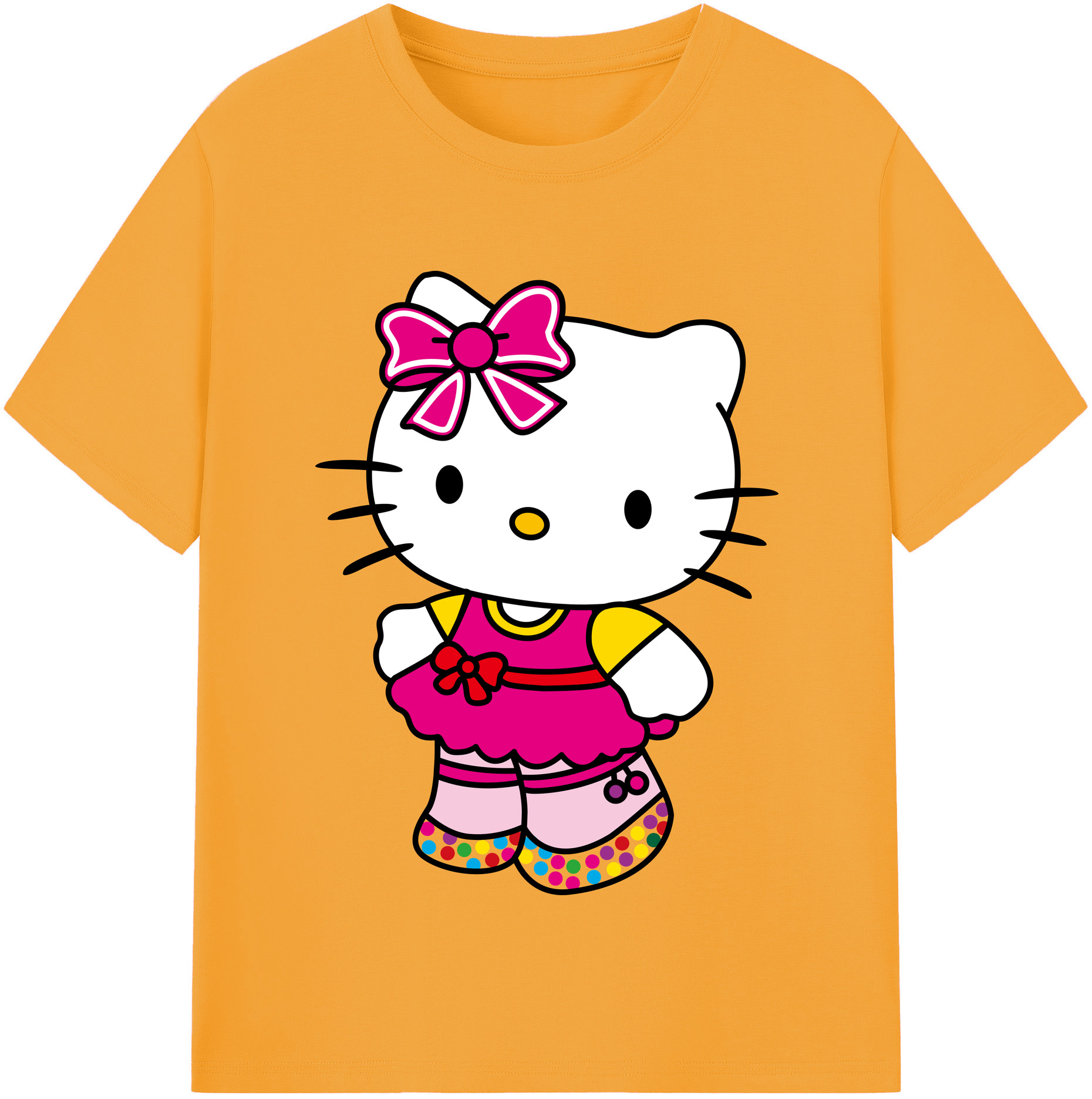（画像用） Hello Kitty ハローキティ 綿100％半袖Tシャツ（フロントプリント）