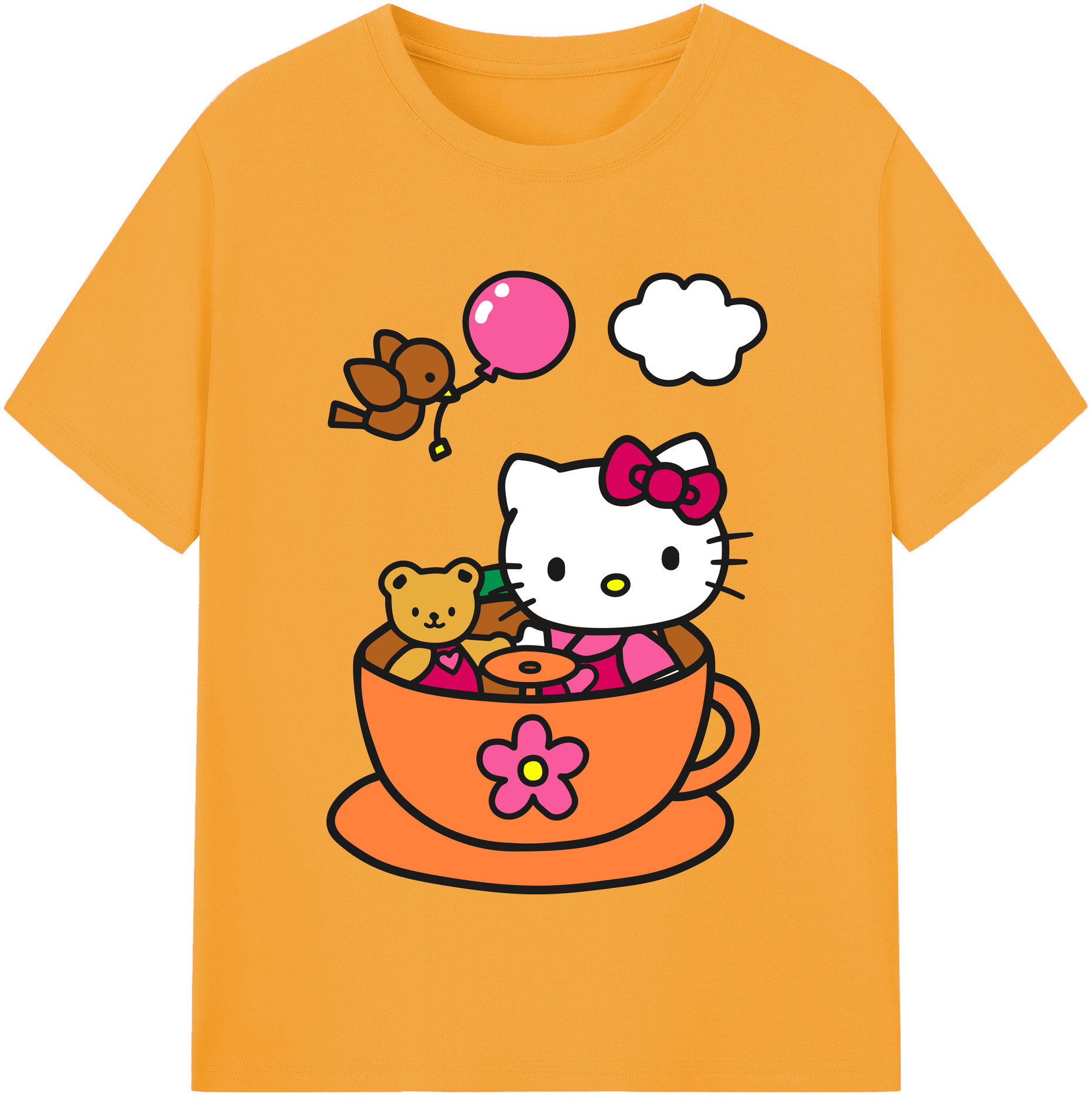 （画像用） Hello Kitty ハローキティ 綿100％半袖Tシャツ（フロントプリント）