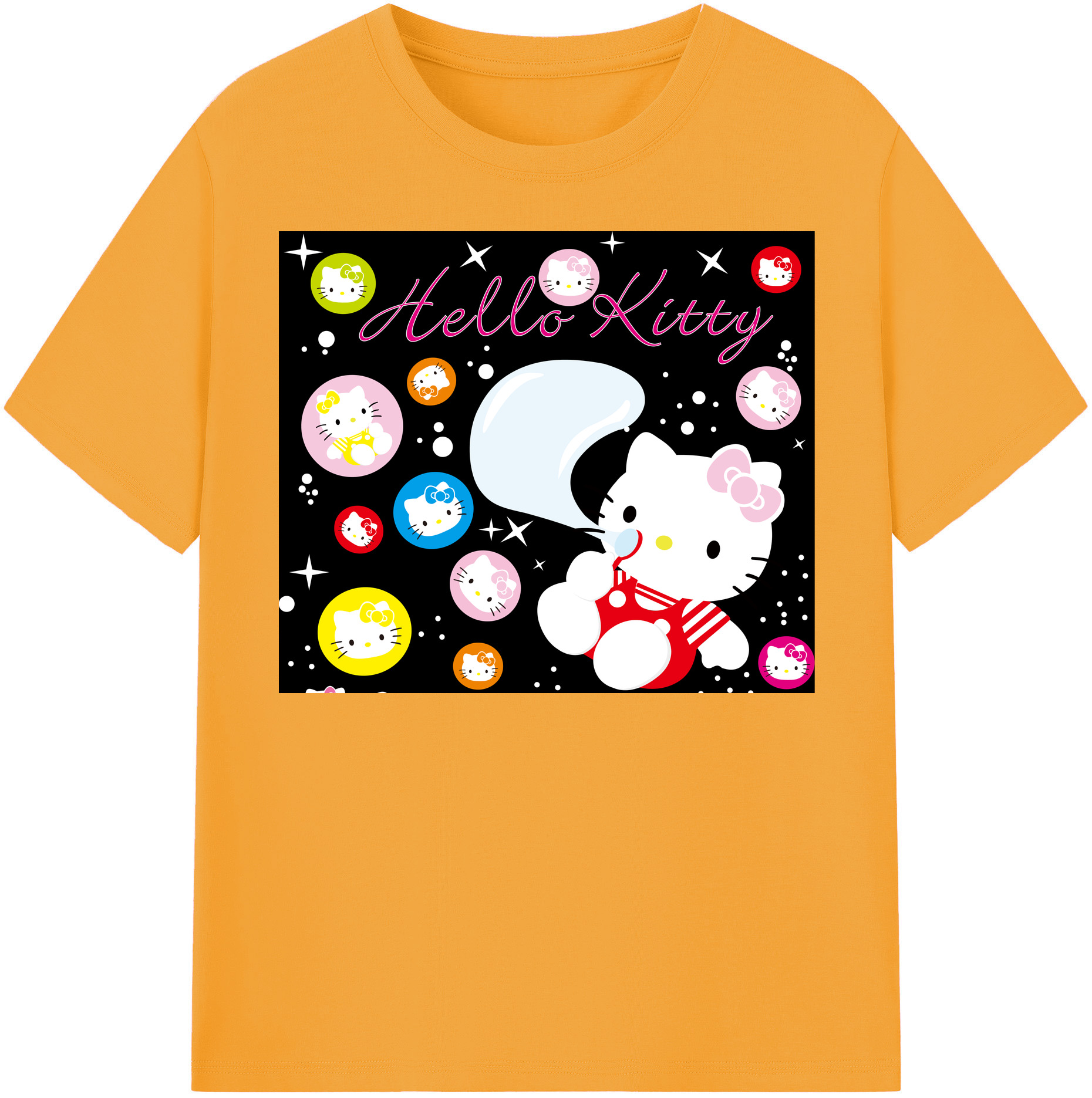 （画像用） Hello Kitty ハローキティ 綿100％半袖Tシャツ（フロントプリント）